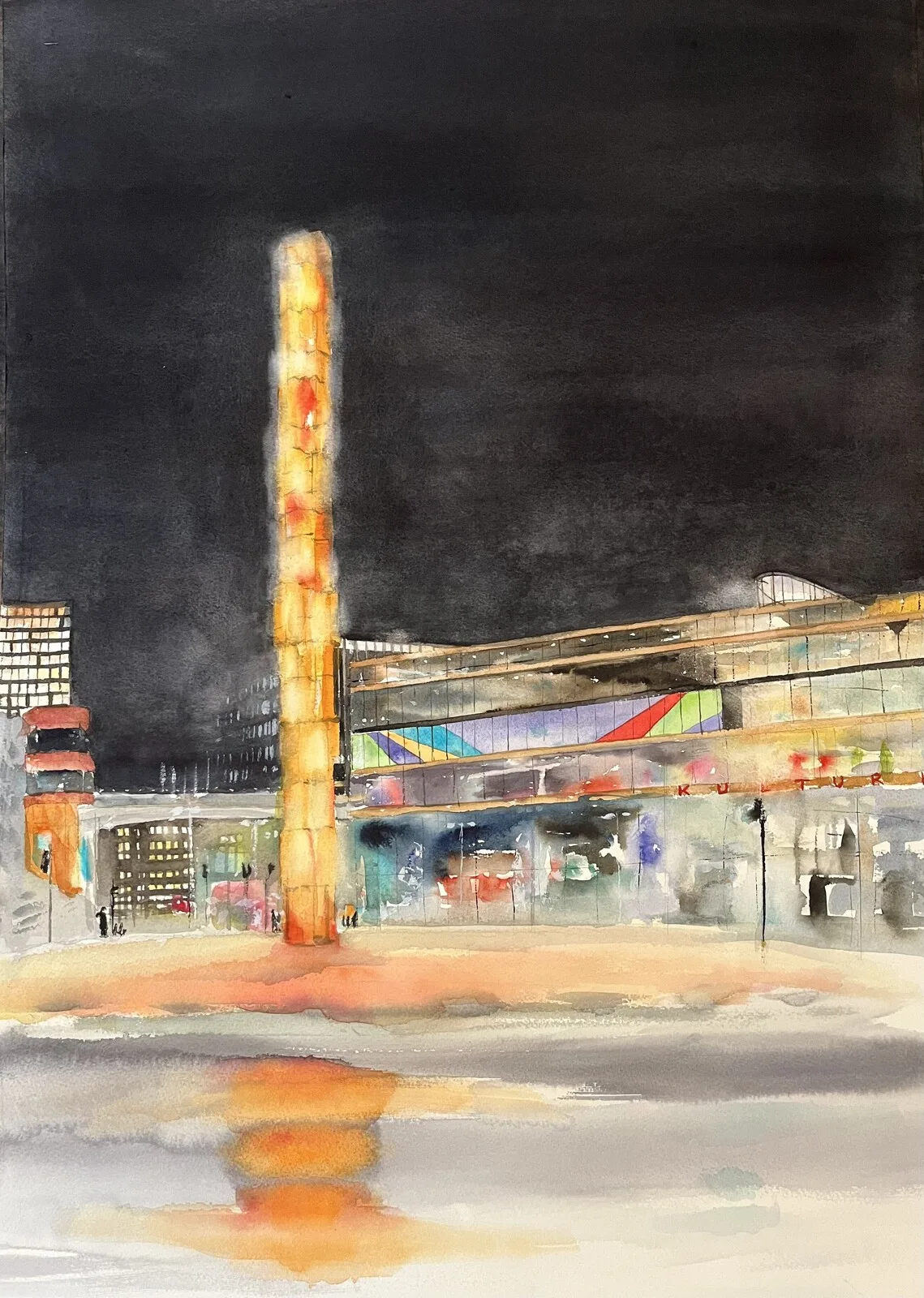 Akvarell Sergels torg av Åsa Köhler
