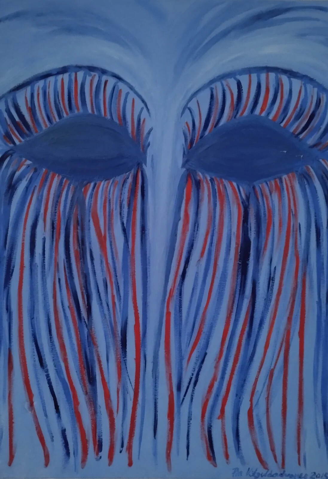 Oljemålning Gråter blod av Pia Vitguldadvance