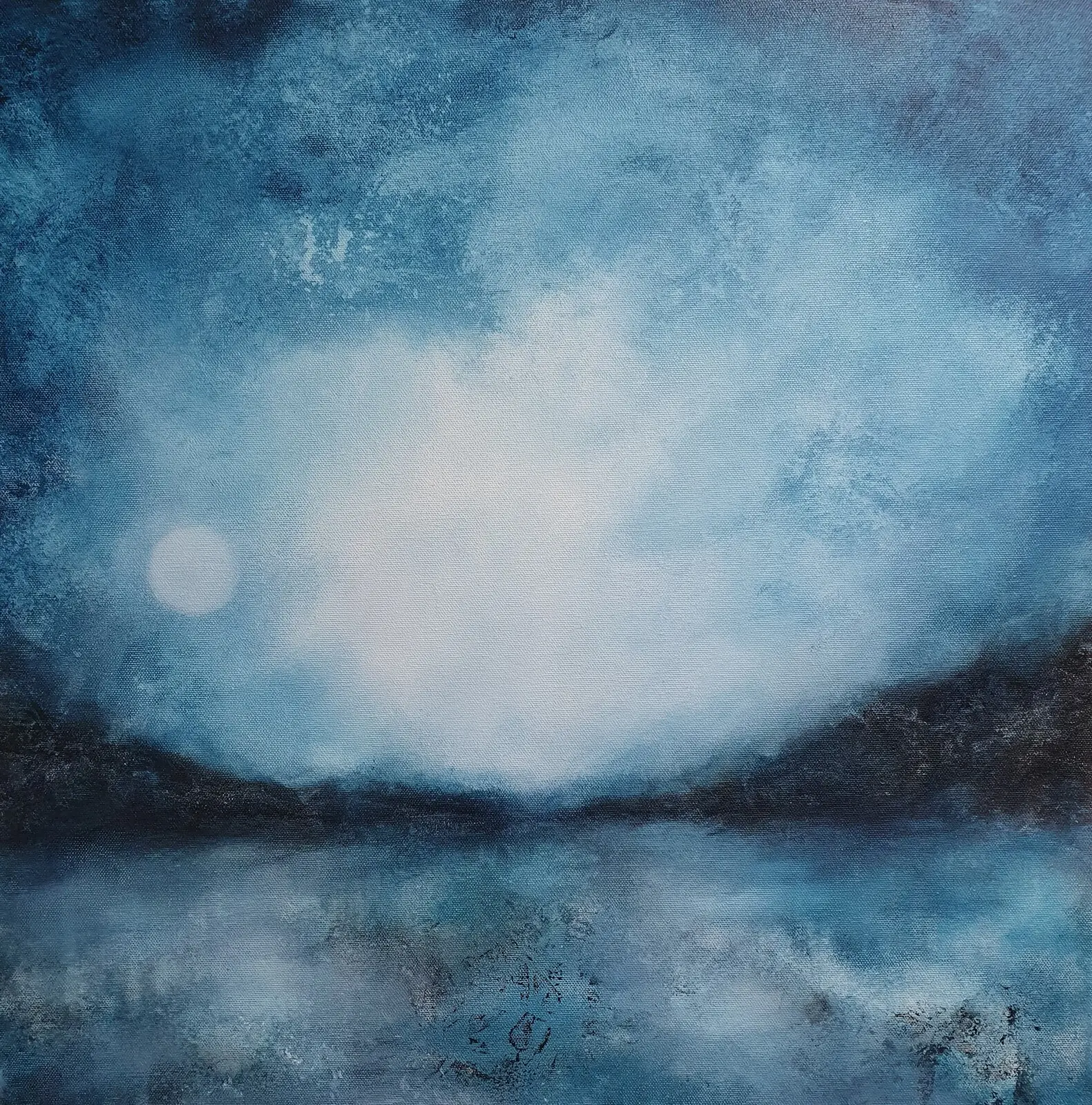 Akrylmålning Decemberkväll av Lena Karlsson