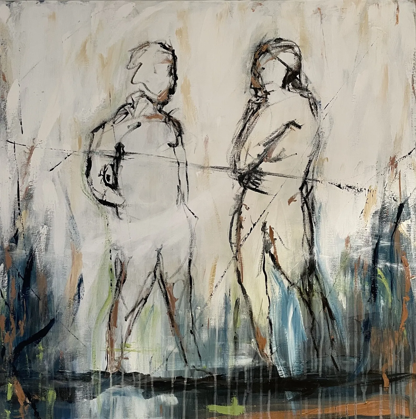 Akrylmålning Small talk av Peter Frejeberg