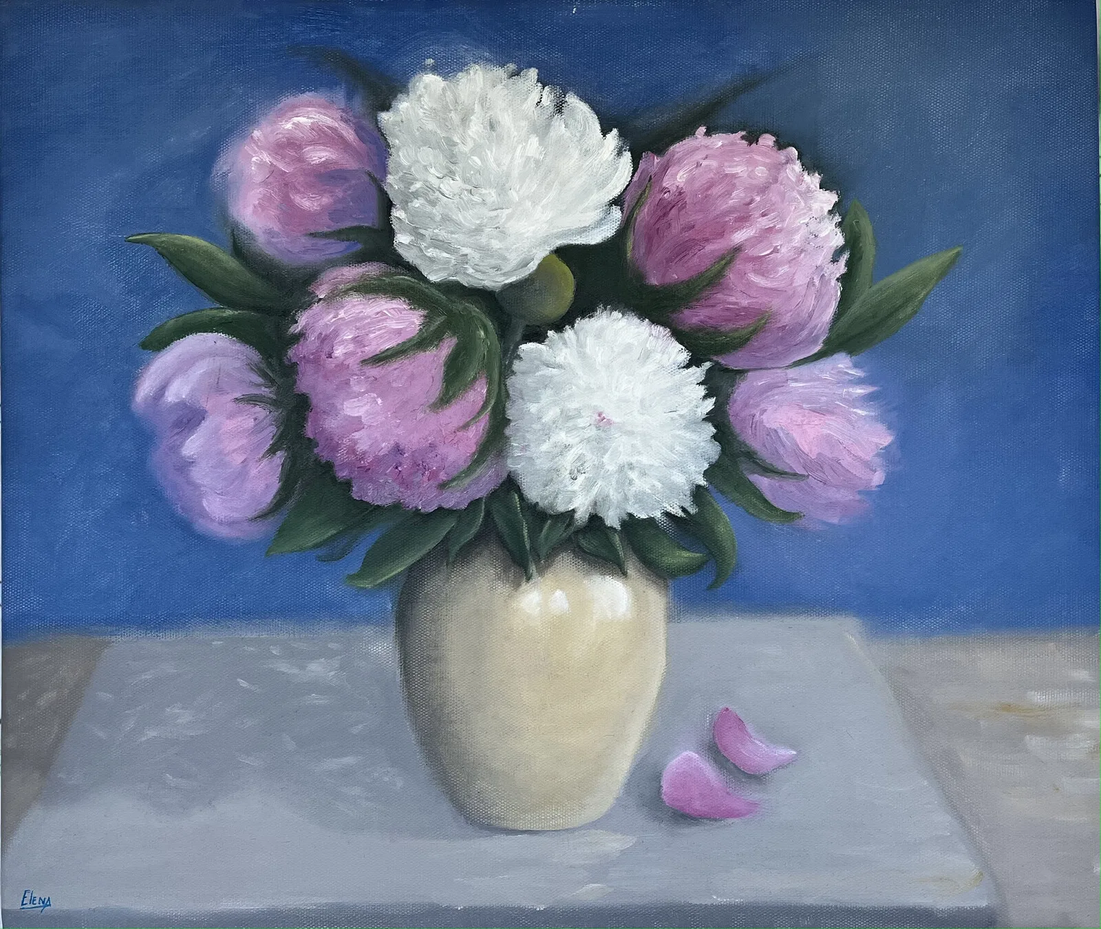 Oljemålning Stillife with flowers av Elena Basenok