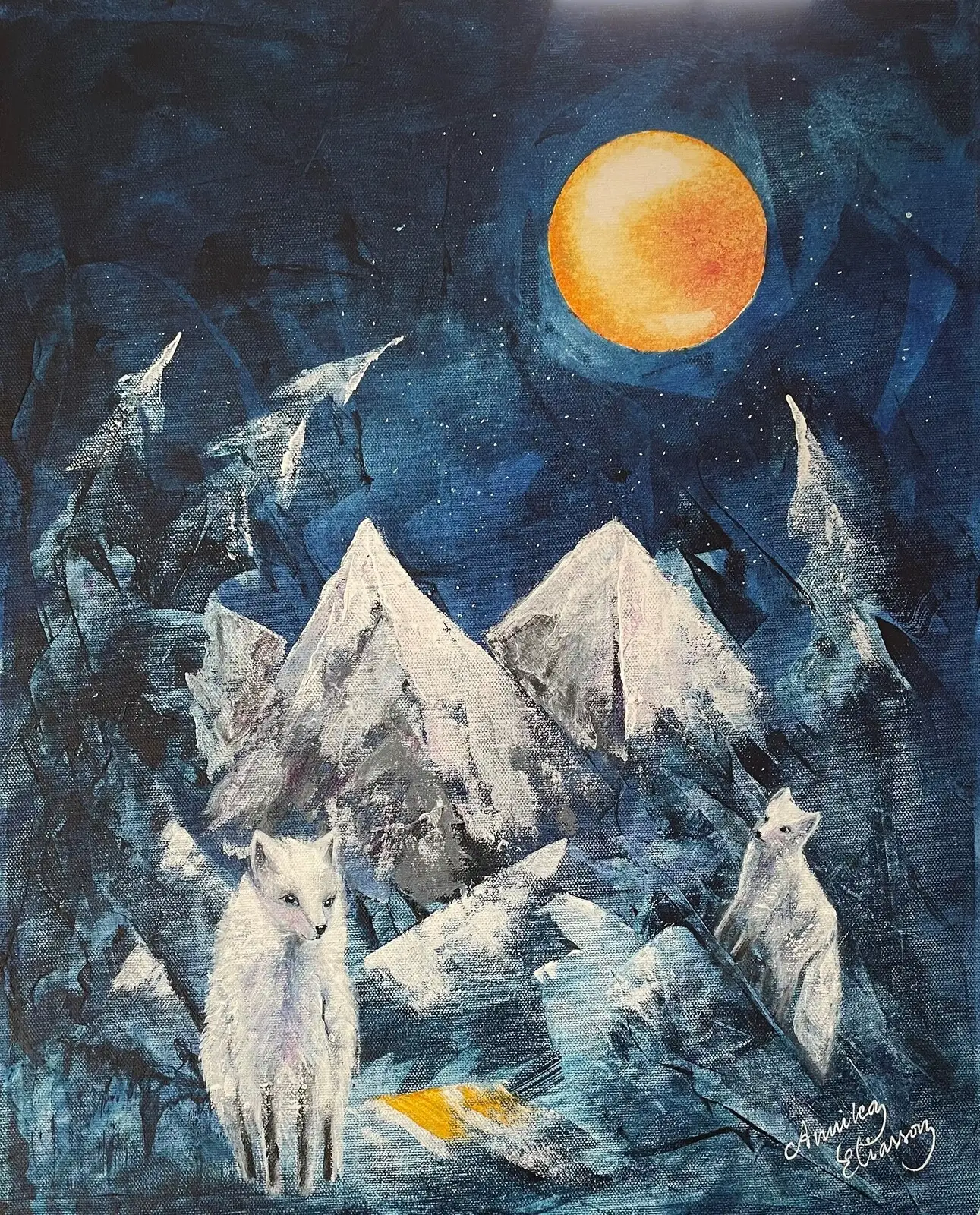 Akrylmålning Midvinternatten av Annika Eliasson