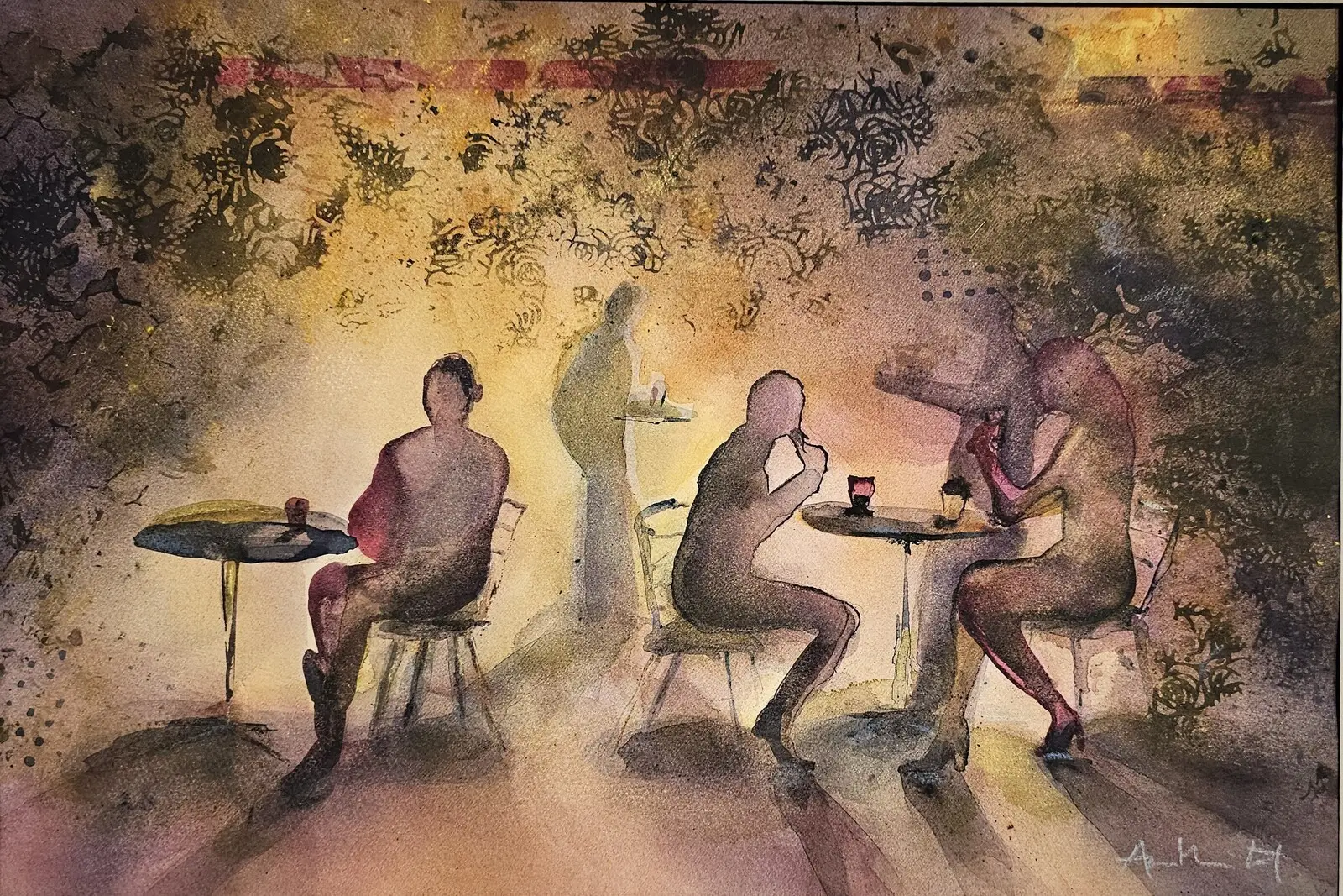 Akvarell Trädgårdscafe' av AnnMari Löf