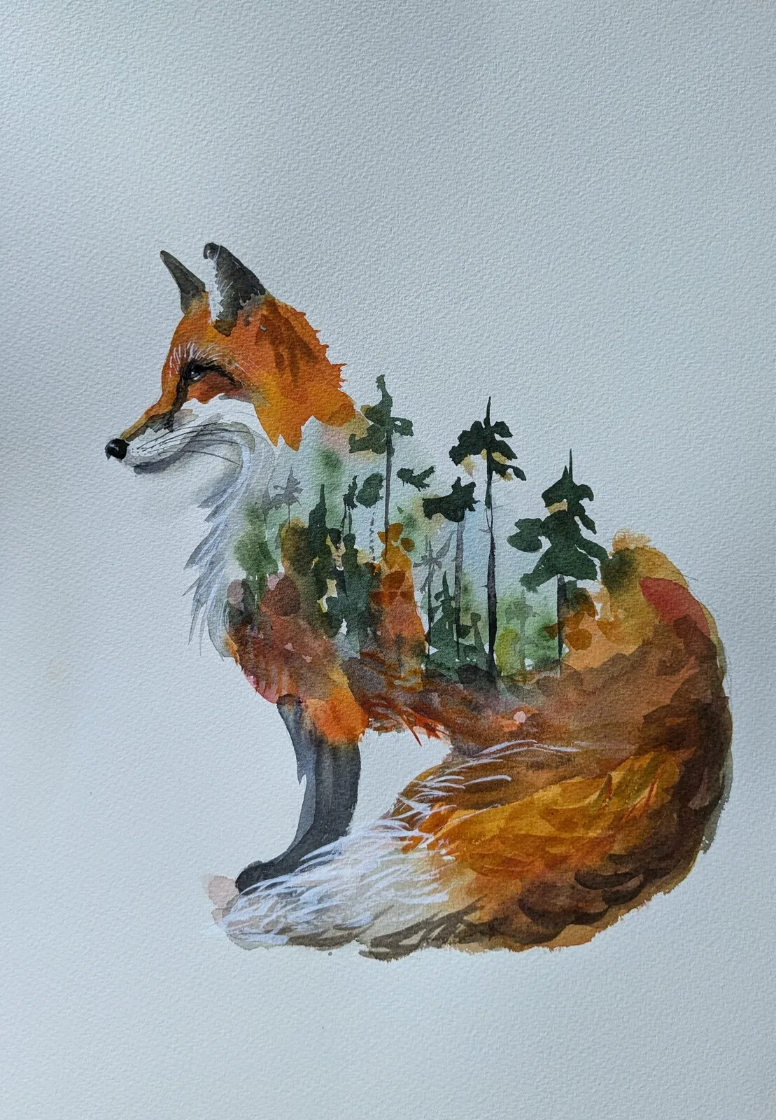 Akvarell Feeling Foxy av Mia Älegård