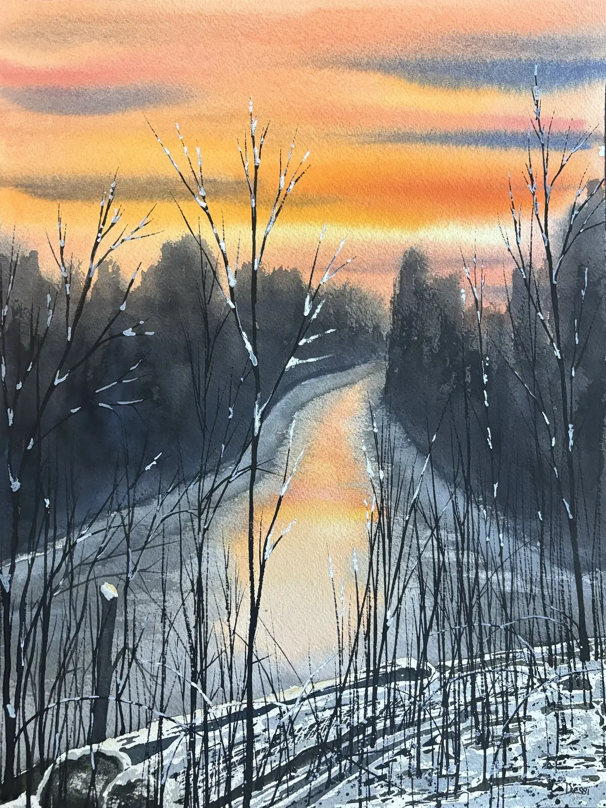 Akvarell November sky av Desirée Rutqvist