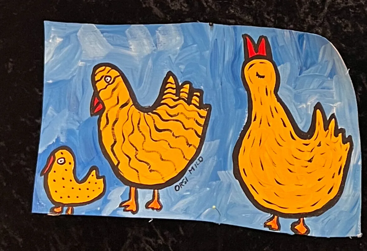 Akrylmålning Fåglar 1 av Orsi Mild