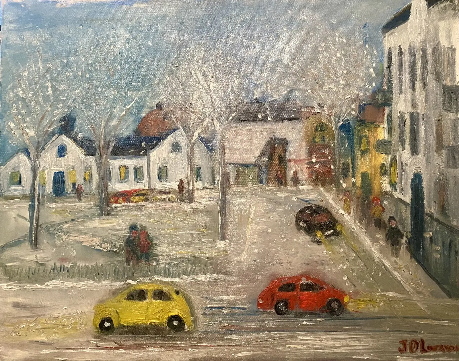 Oljemålning Stationsplan 60-tal av Jan-Olof Larsson