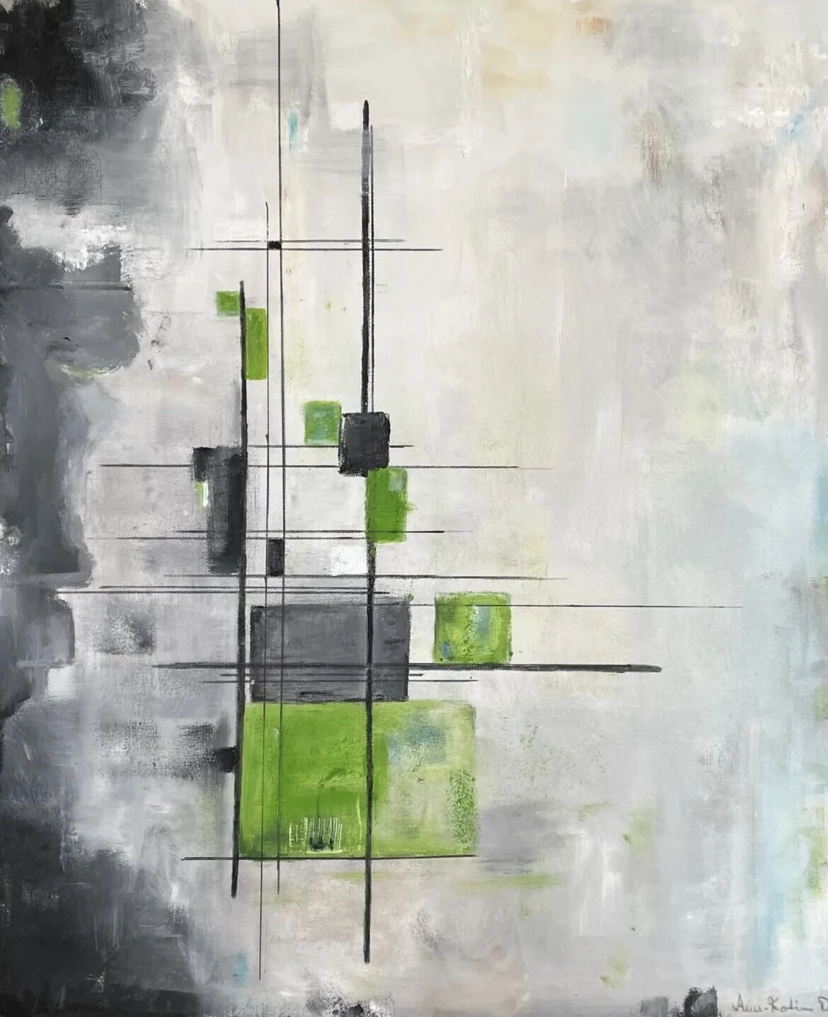 Oljemålning Satelit2 av Ann-Katrin Dahlqvist