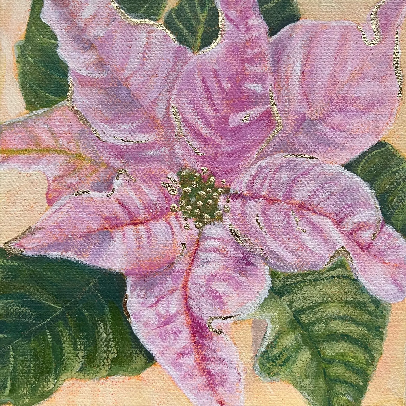Akrylmålning Poinsettia 3 av Åsa Sjöberg Cederlöf