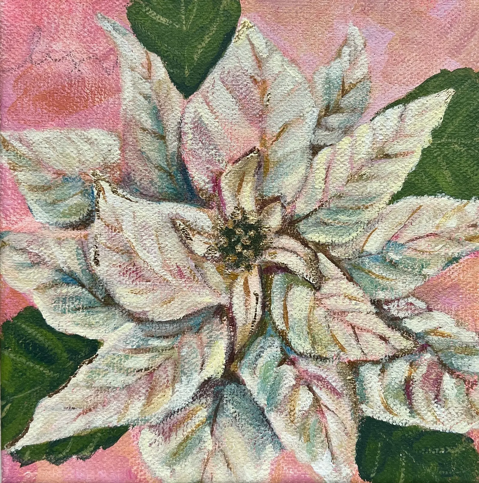 Akrylmålning Poinsettia 4 av Åsa Sjöberg Cederlöf