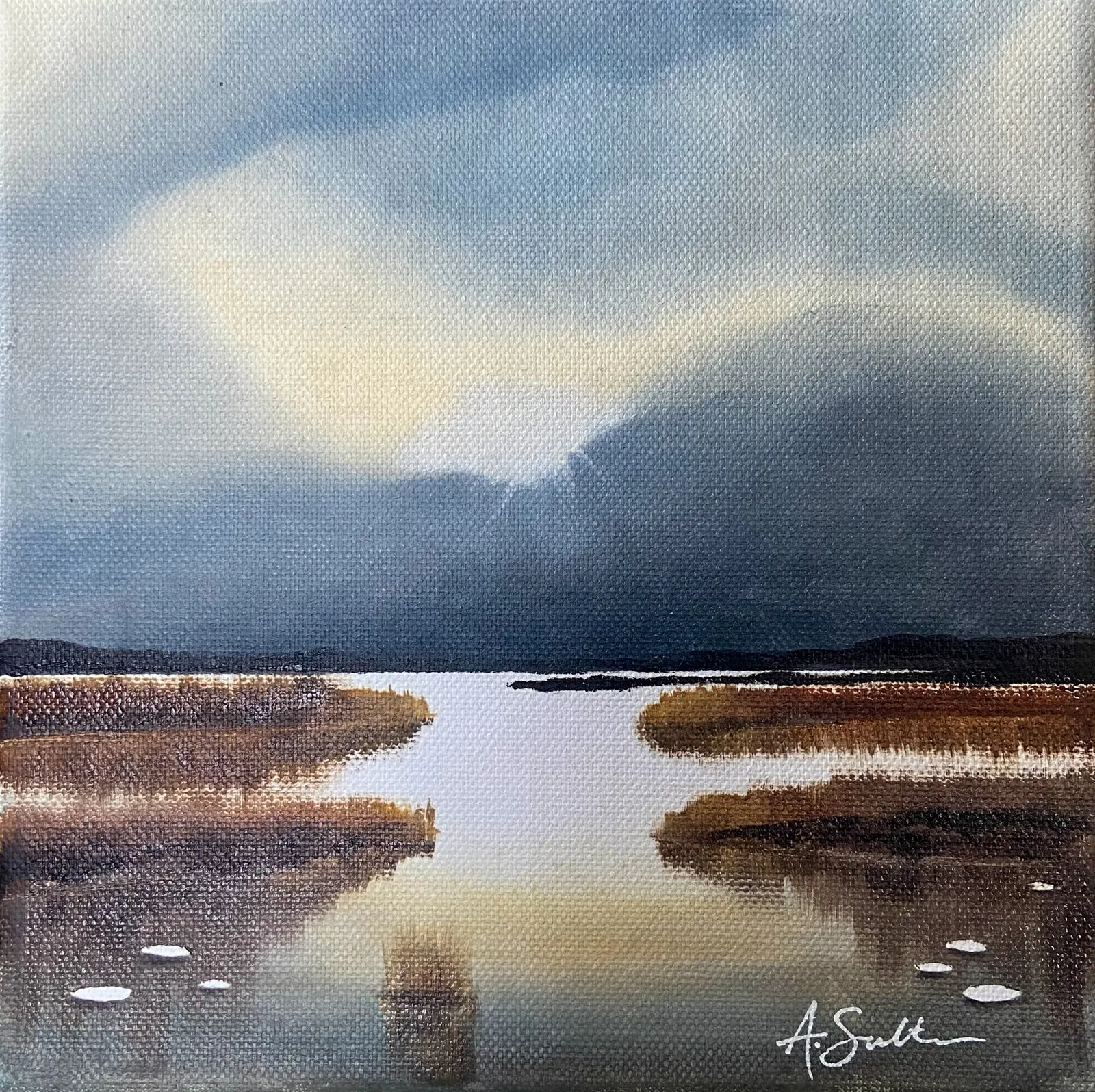 Oljemålning Sjön liten av Amanda Sultan