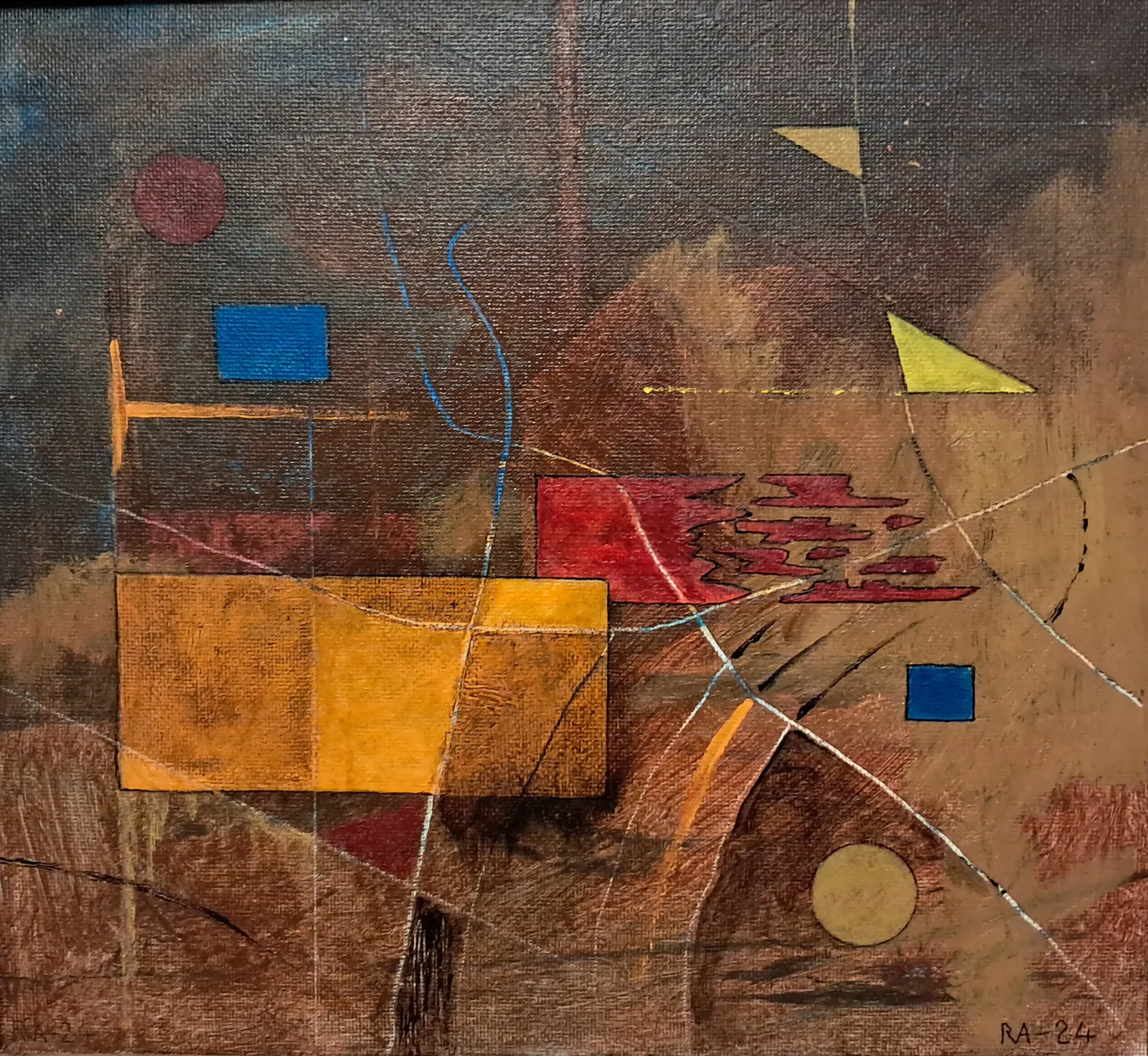 Akrylmålning Här får man gissa. av Roland Adolfsson