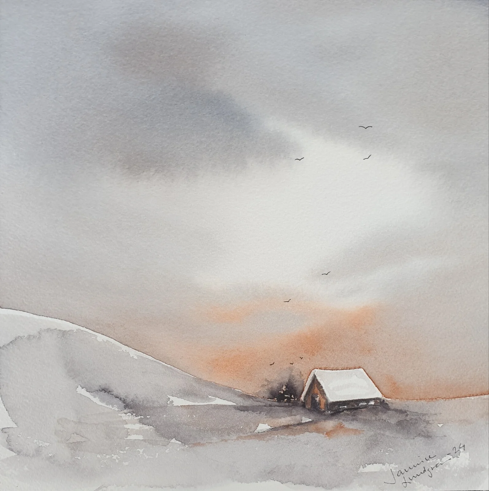 Akvarell Morning av Jannice Lundgren