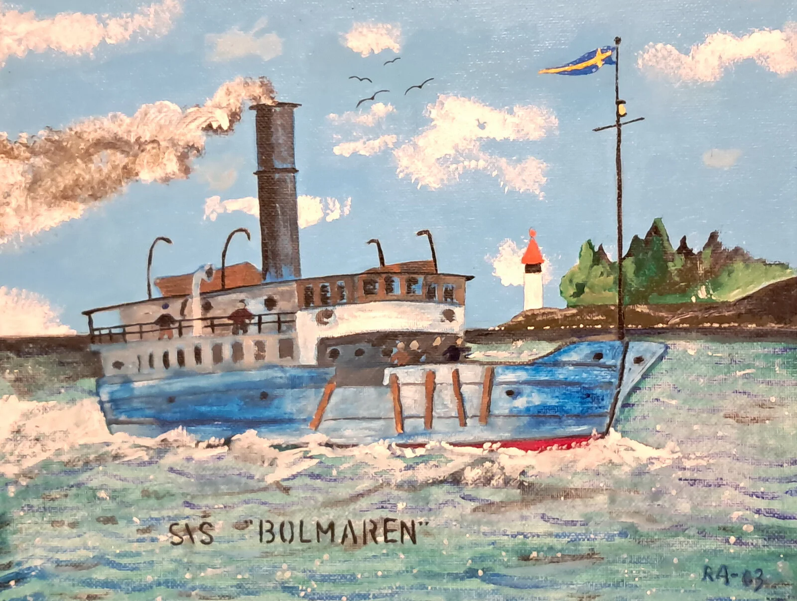 Akrylmålning SS Bolmaren av Roland Adolfsson