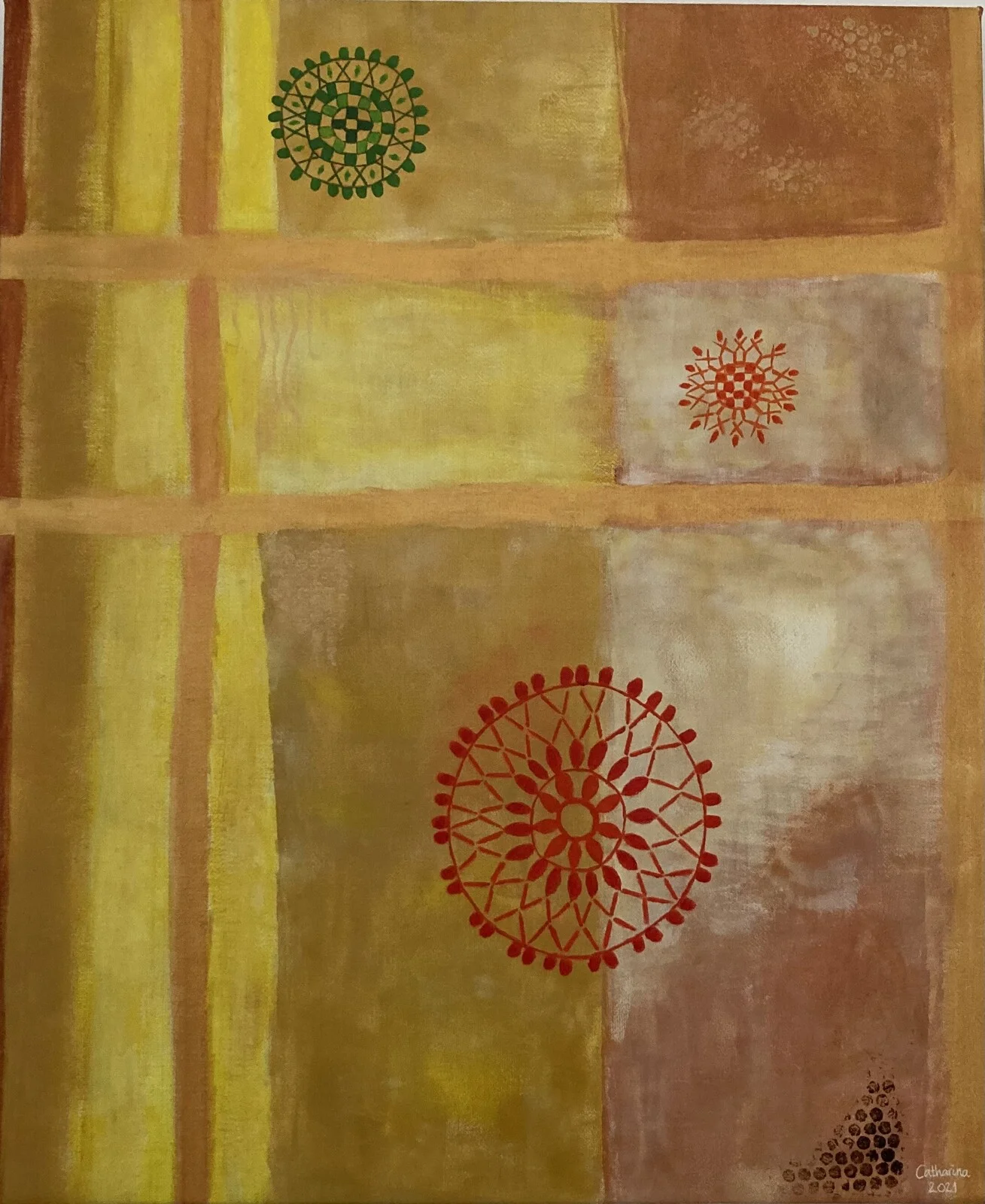 Akrylmålning Den gula tavlan av Catharina Johansson Söderström