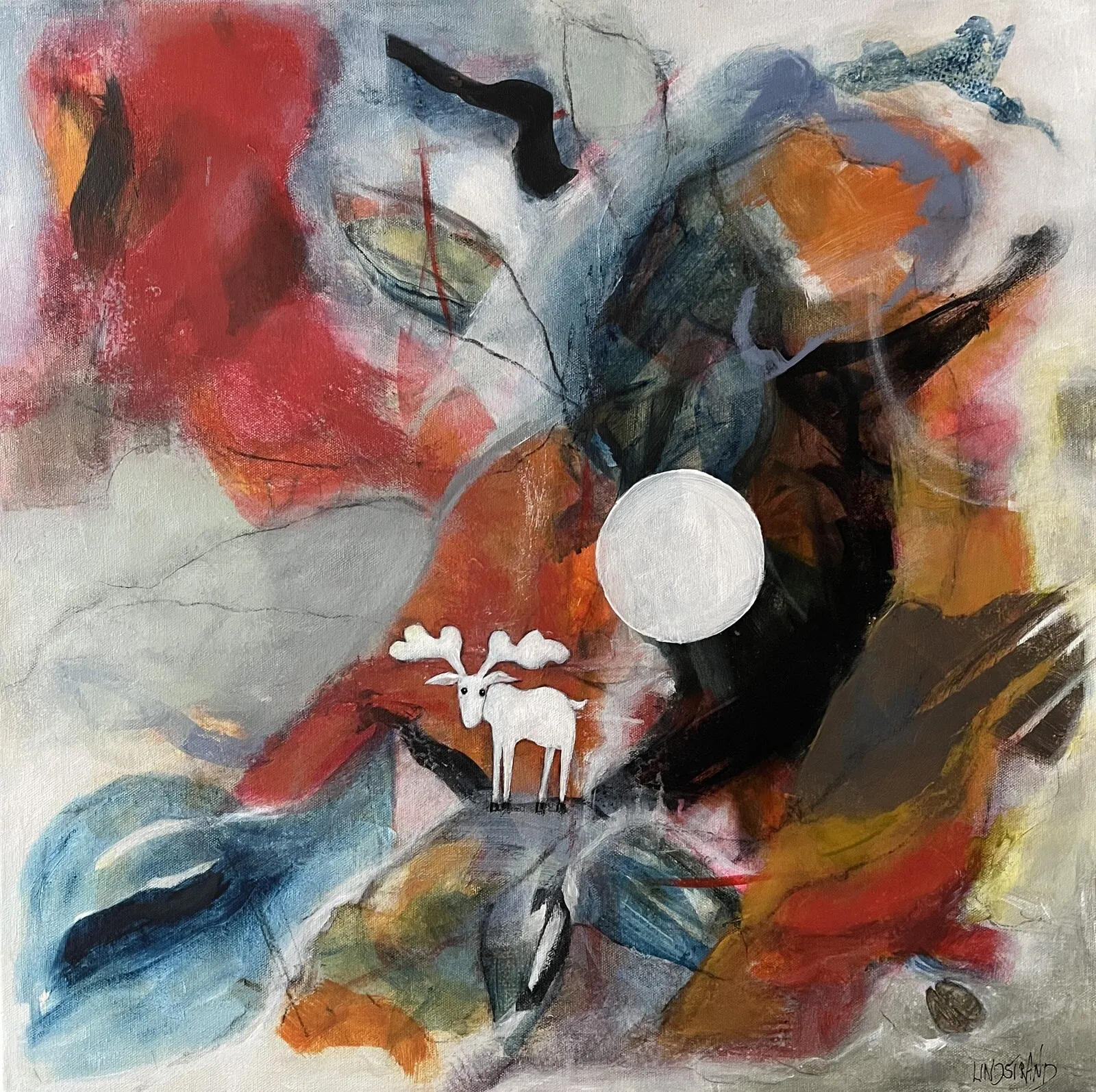 Akrylmålning OCKSÅ EN KUNG av Lena Lindstrand