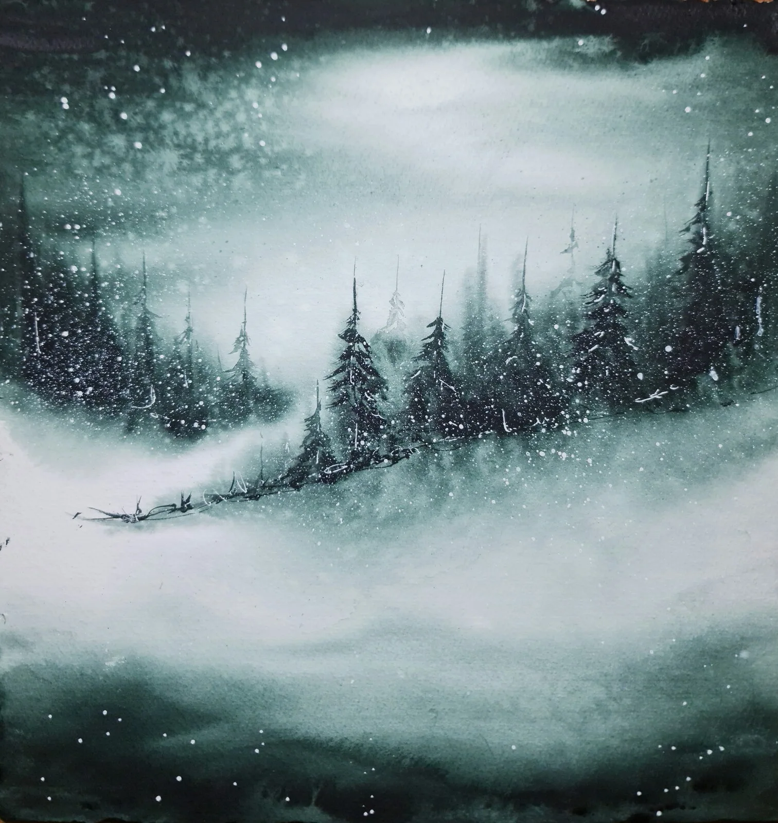Akvarell Wispers of Winter av Pernilla Carlsson