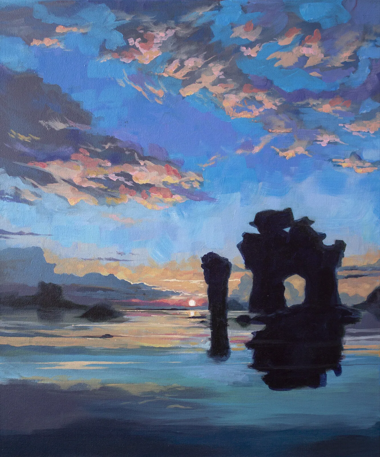 Akrylmålning Fårö Sunset av Nadja Calamnius