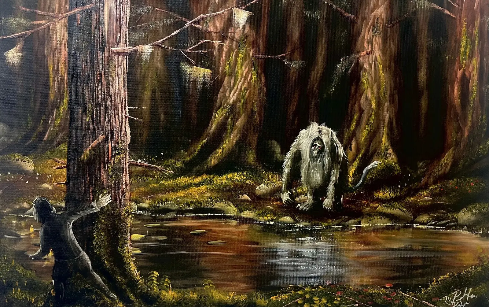 Oljemålning The white troll av Petter Hjerpe