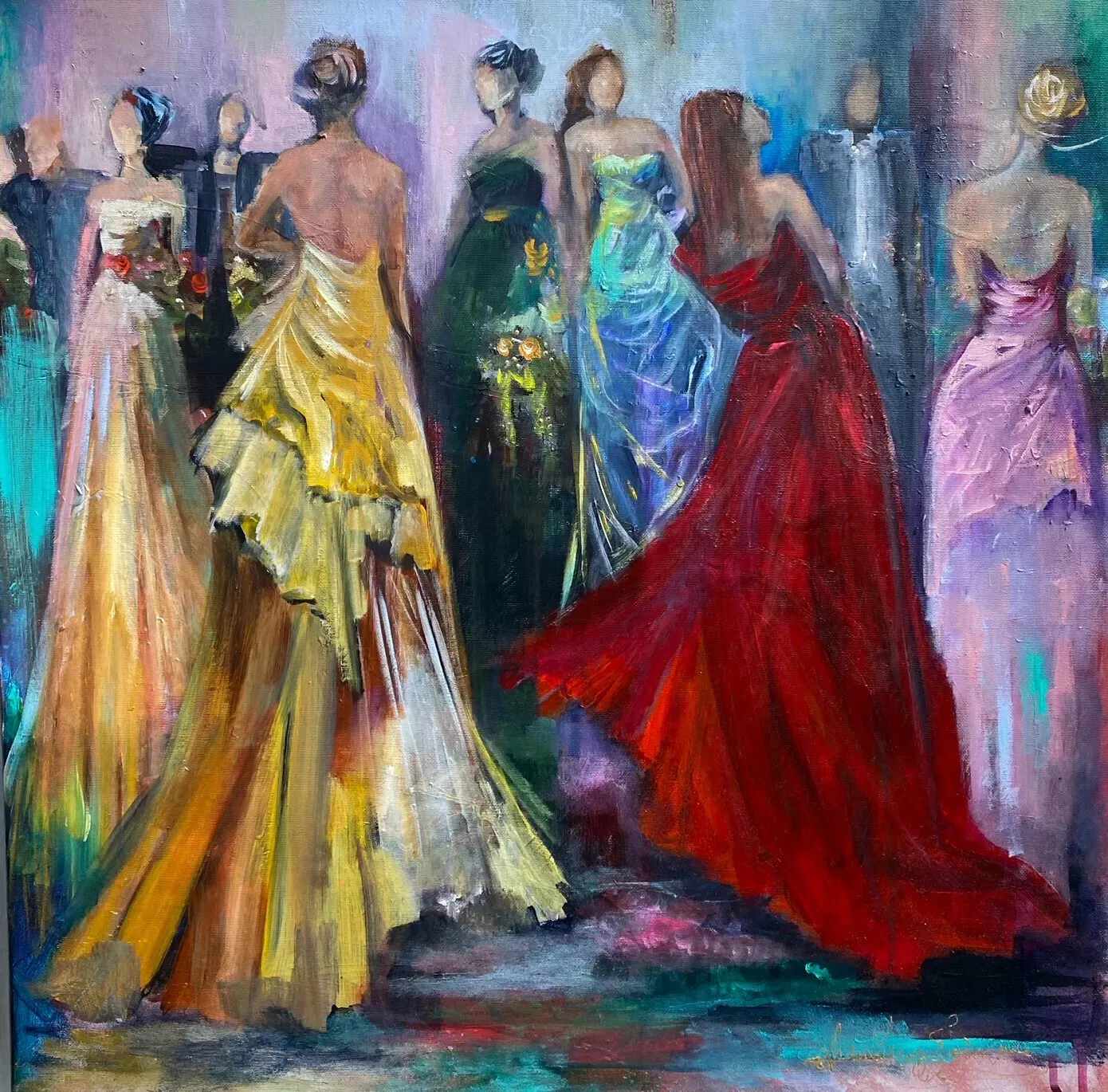 Akrylmålning Mingel party av Anna-Lena Johansson