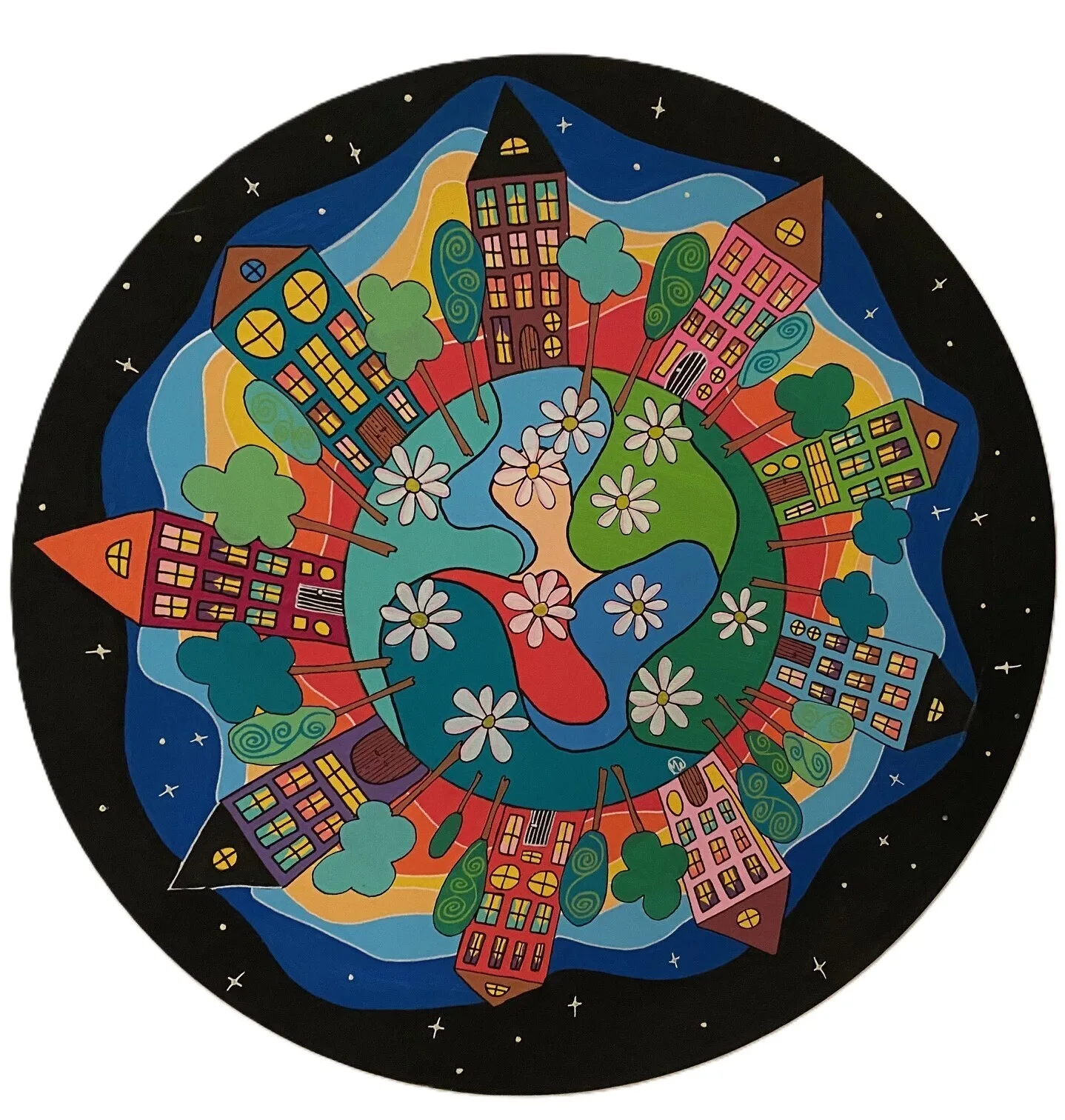 Akrylmålning -One World- #2401 av Max Engebretzen