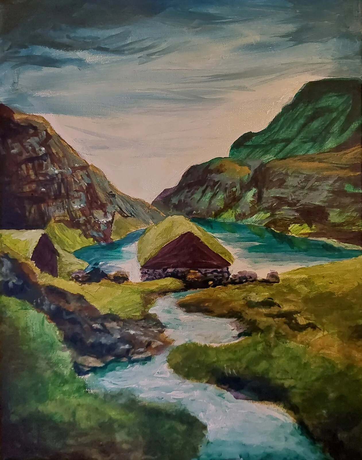 Akrylmålning Fjällsfors av Renata Edin