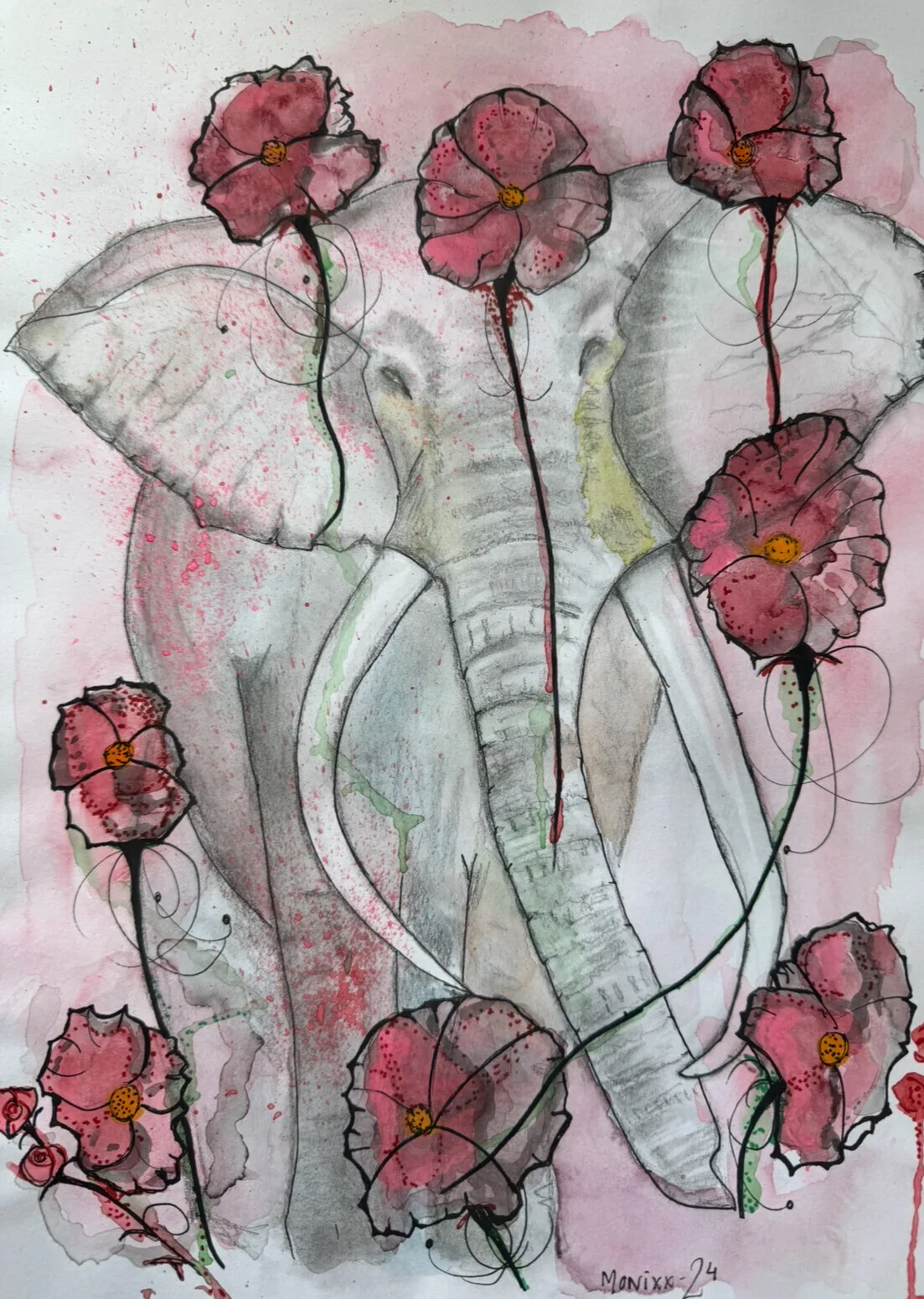 Akvarell Flower Savann av Monica Rose Bergström (Monixx)