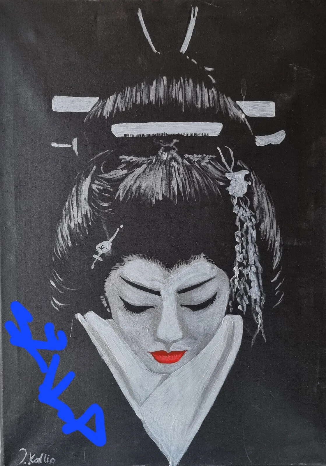 Akrylmålning Geisha1 av J.Kallio Kallio