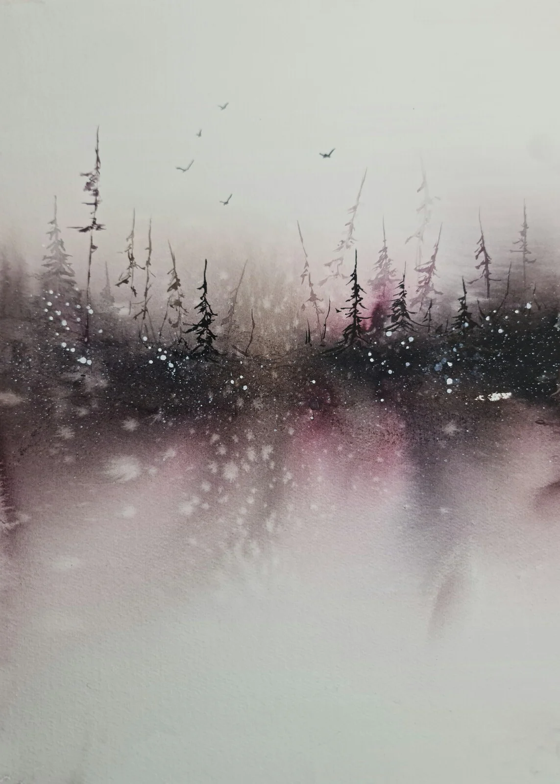 Akvarell Where Shadows Softens av Pernilla Carlsson