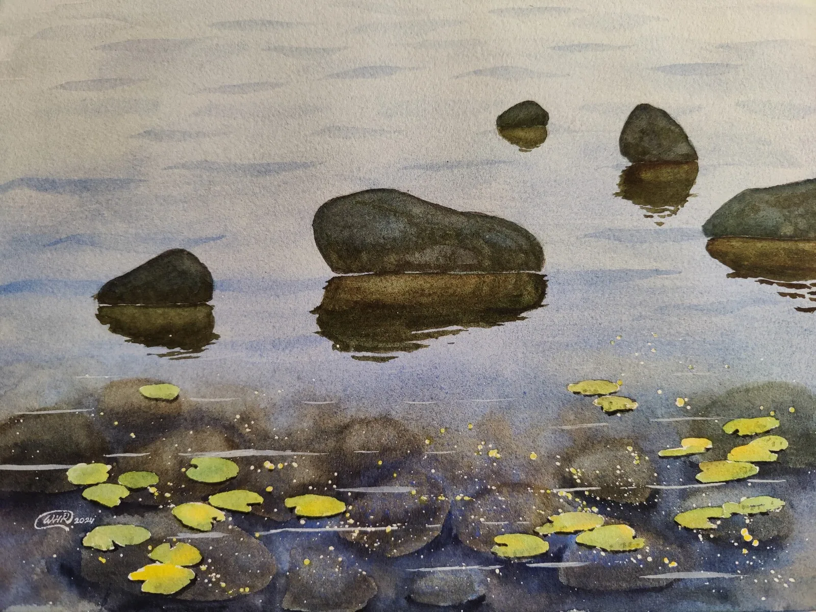 Akvarell Lovely stones av Wei Hing Rosenkvist