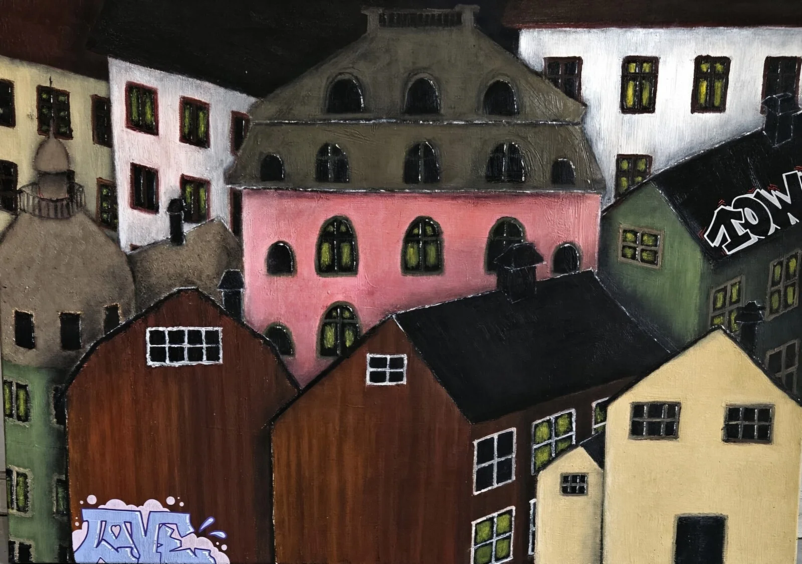 Oljemålning The soul of a city av Susanne Nesbeth