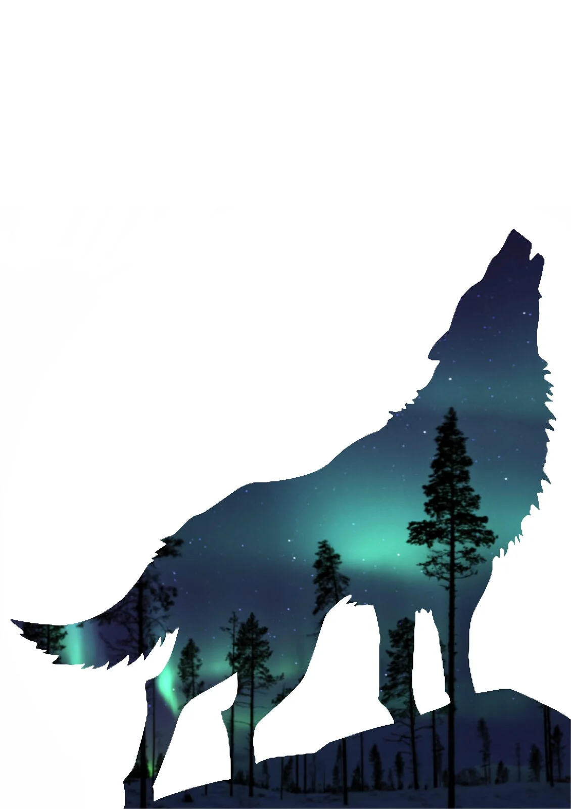 Howling wolf in northen lights av Kattis Olofsson