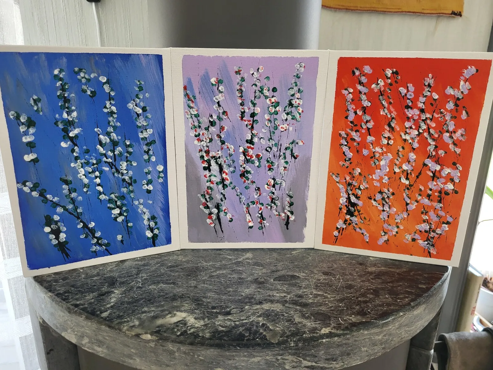 Akrylmålning Triptyk av Curt Andersson