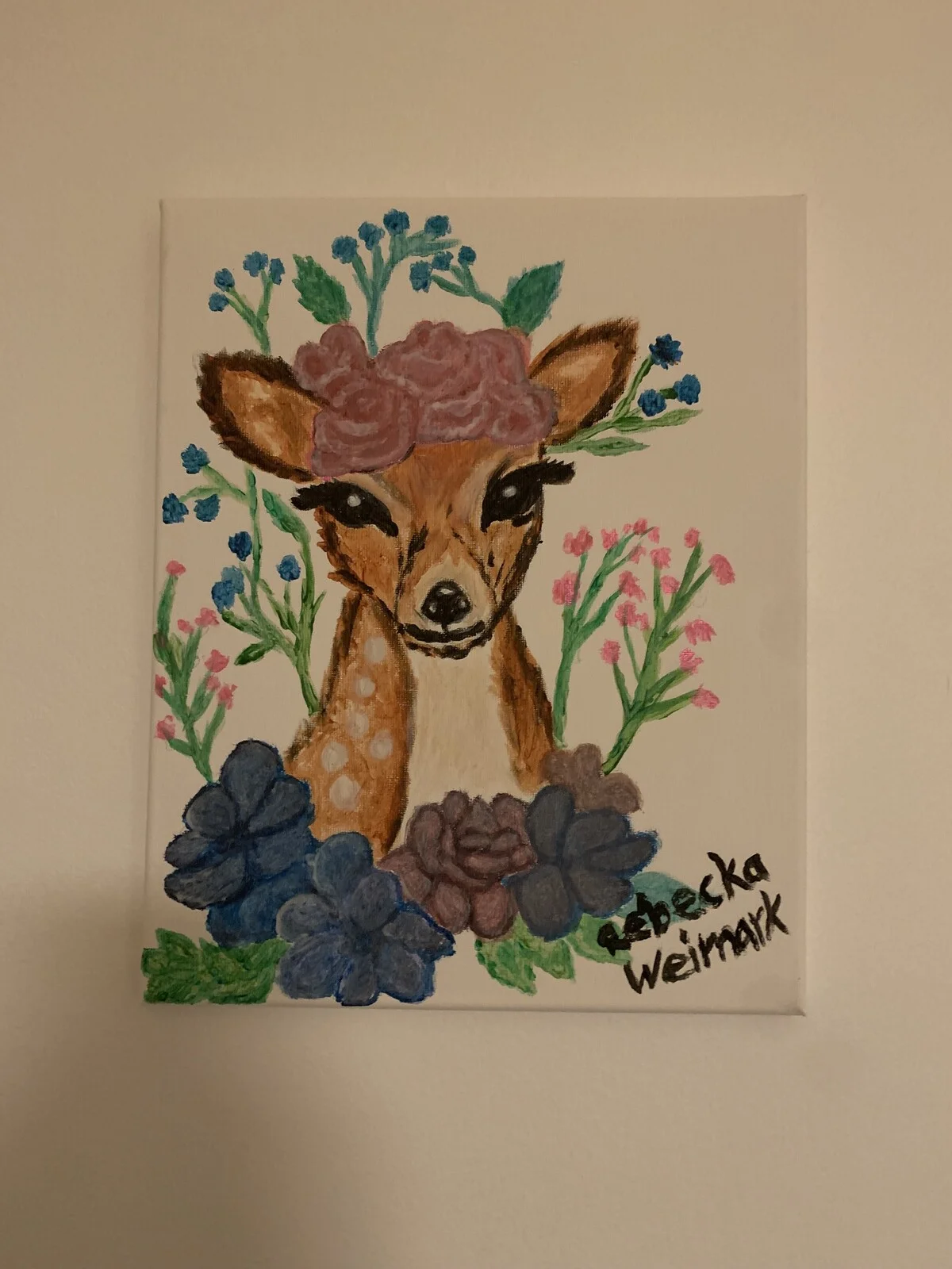 Akrylmålning Bambi Flower av Rebecka Weimark Al-Zaidi