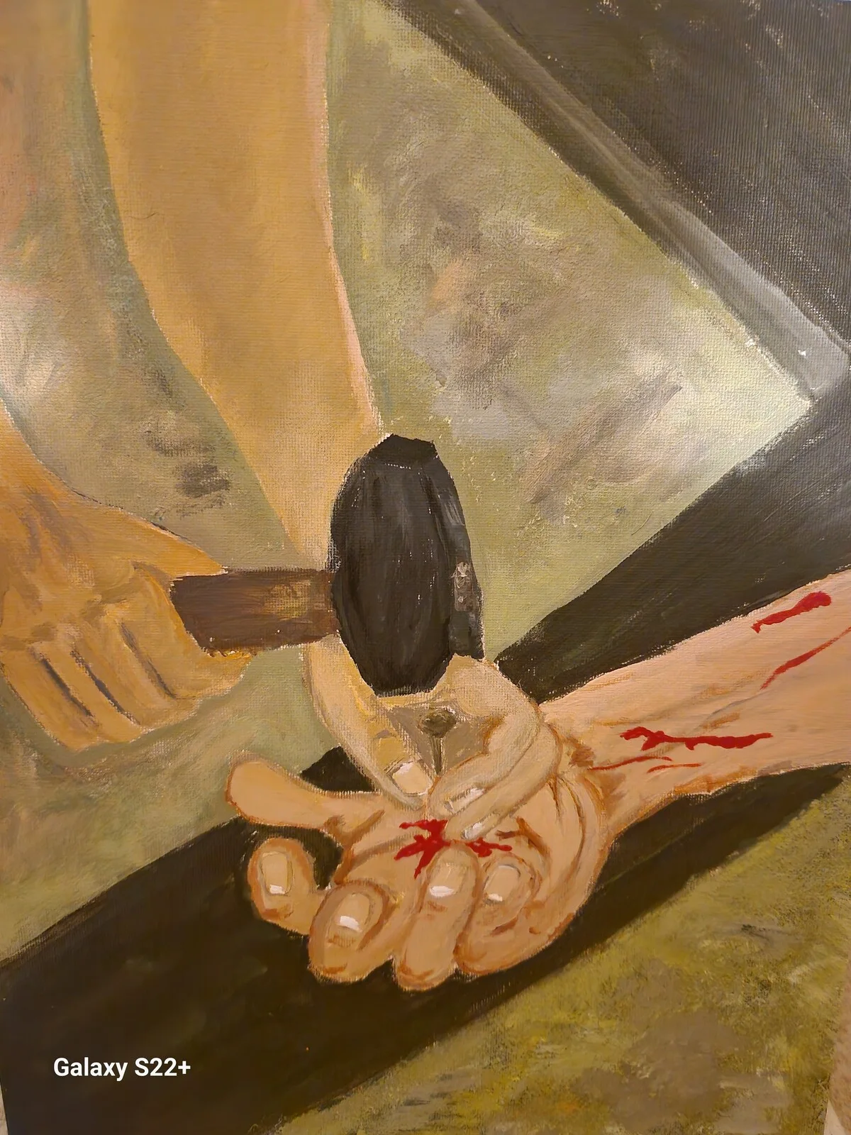 Akrylmålning Korsning av Krist av Beata Chedogi