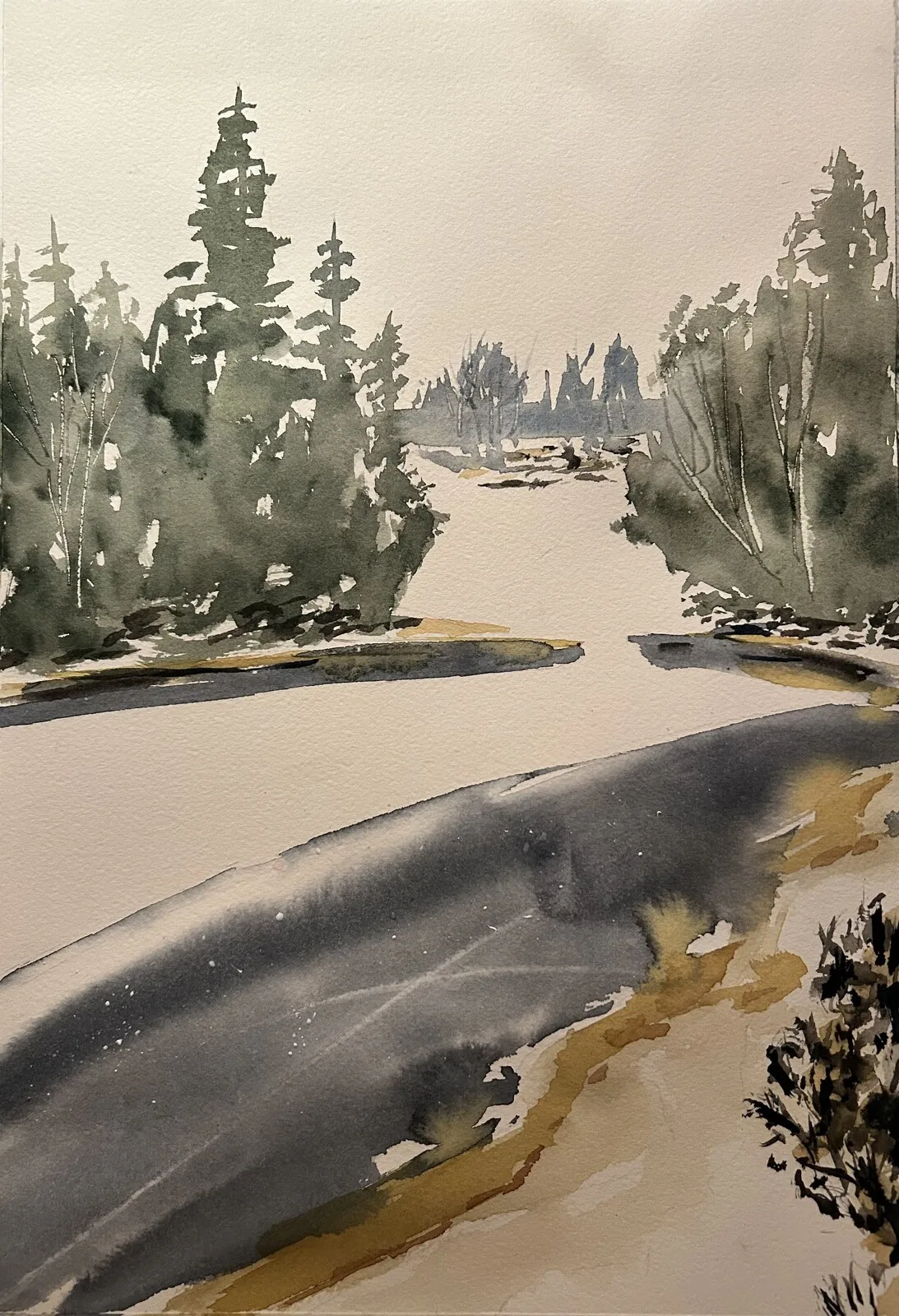 Akvarell Winter wonderland av Katarina Kiprowska