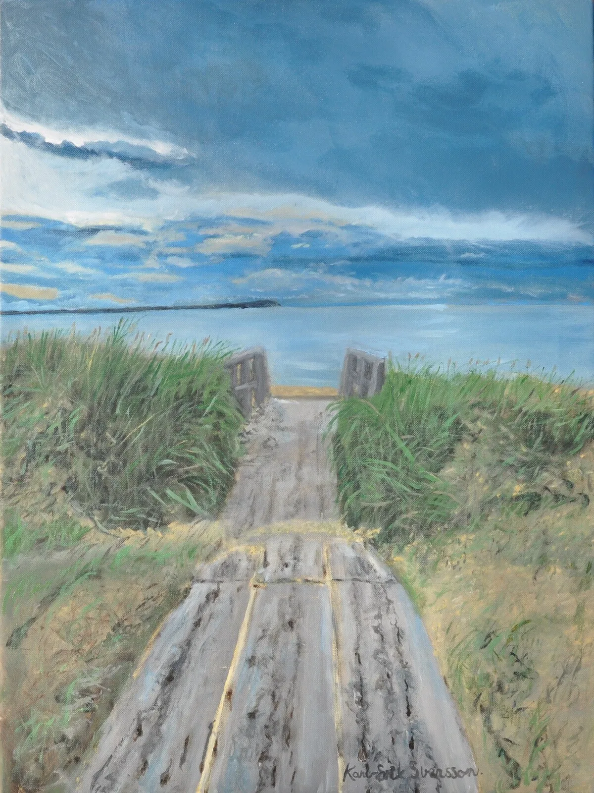 Oljemålning Trappan mot havet av Karl-Erik Svensson