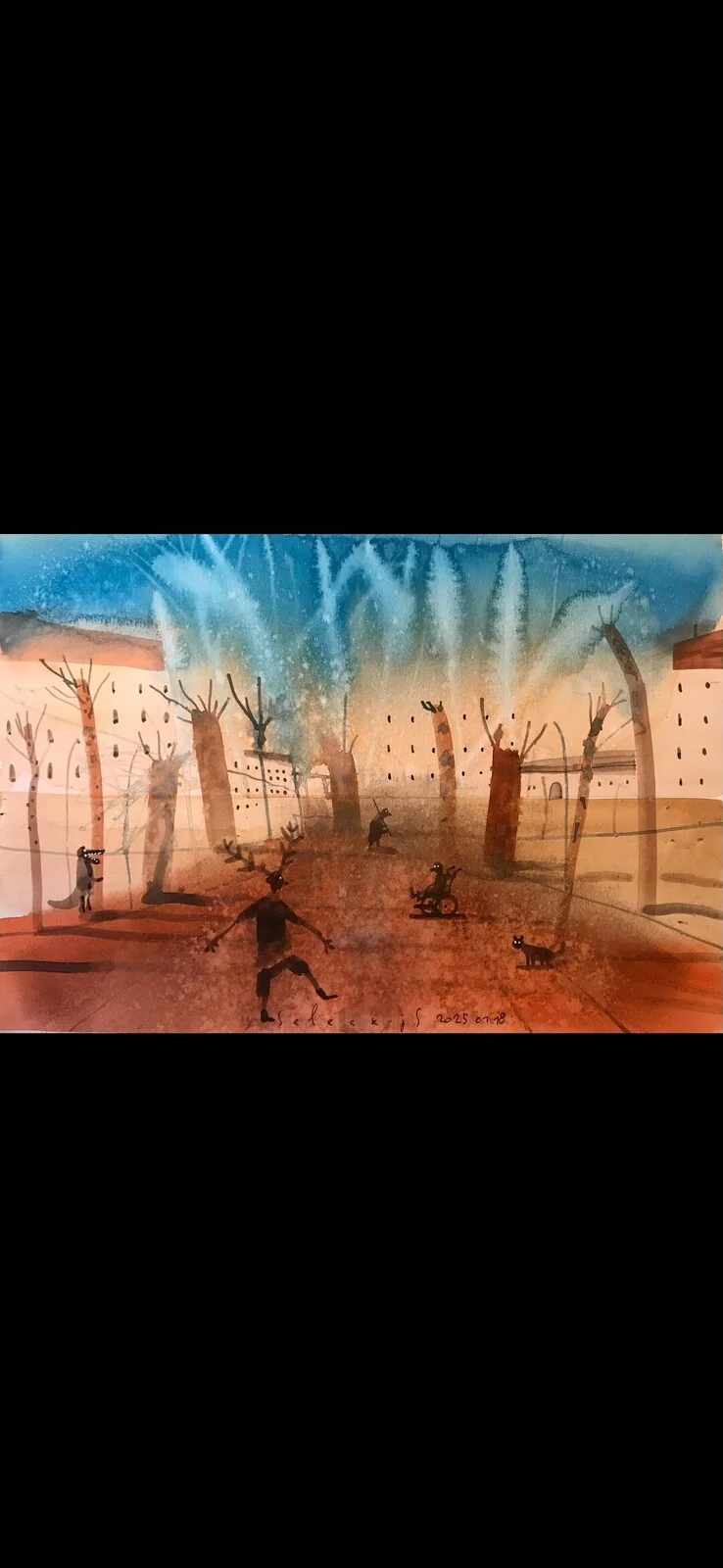 Akvarell Kronhjort av Sergei Selezkij