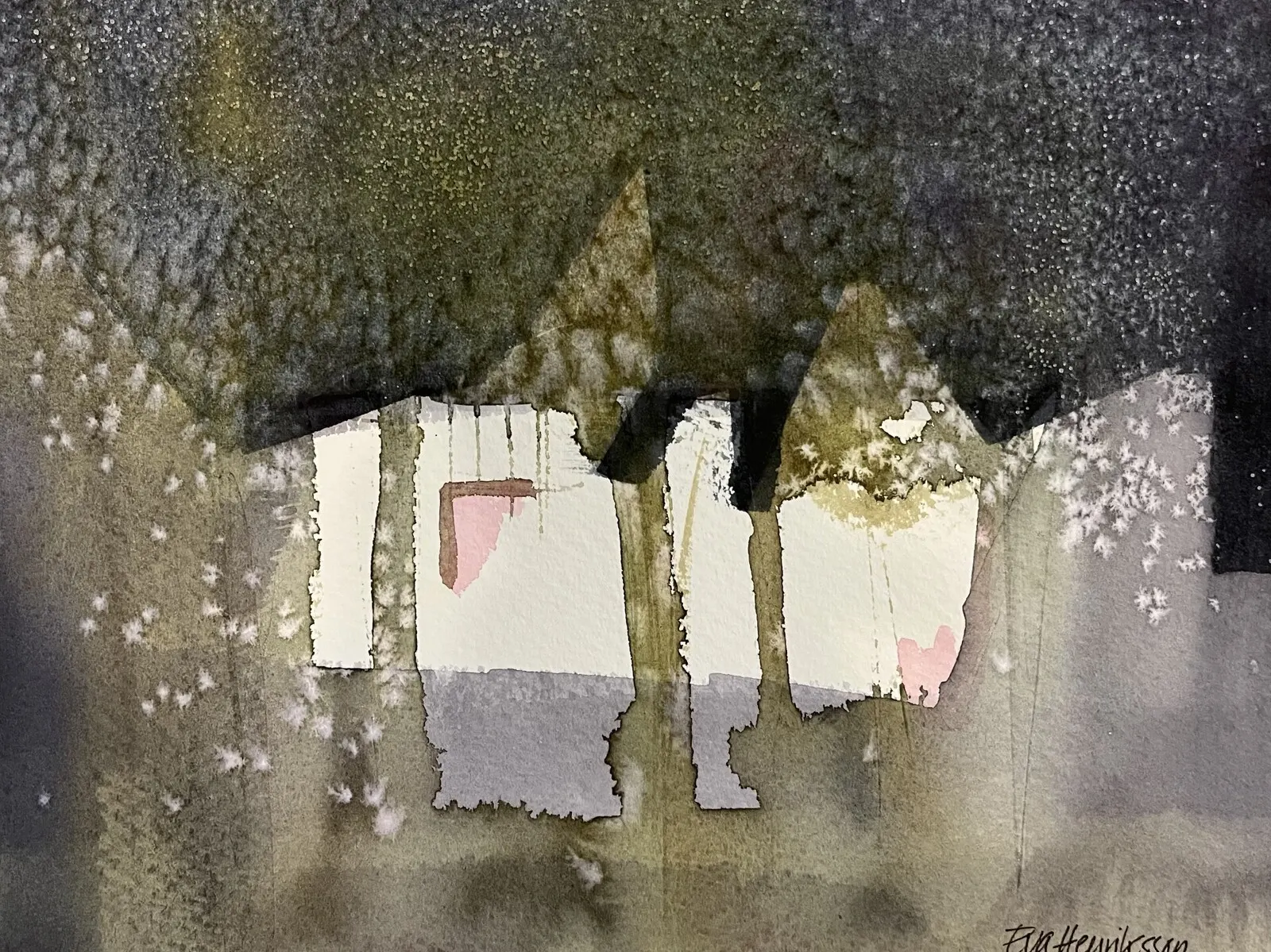 Akvarell Det snöar, det snöar av Eva Henriksson