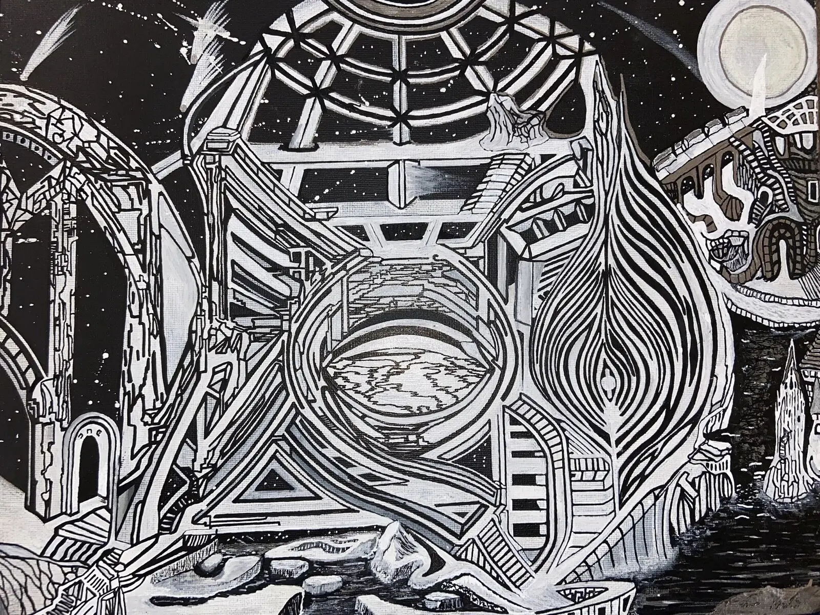 Akrylmålning The empty city av Tobias Karlsson