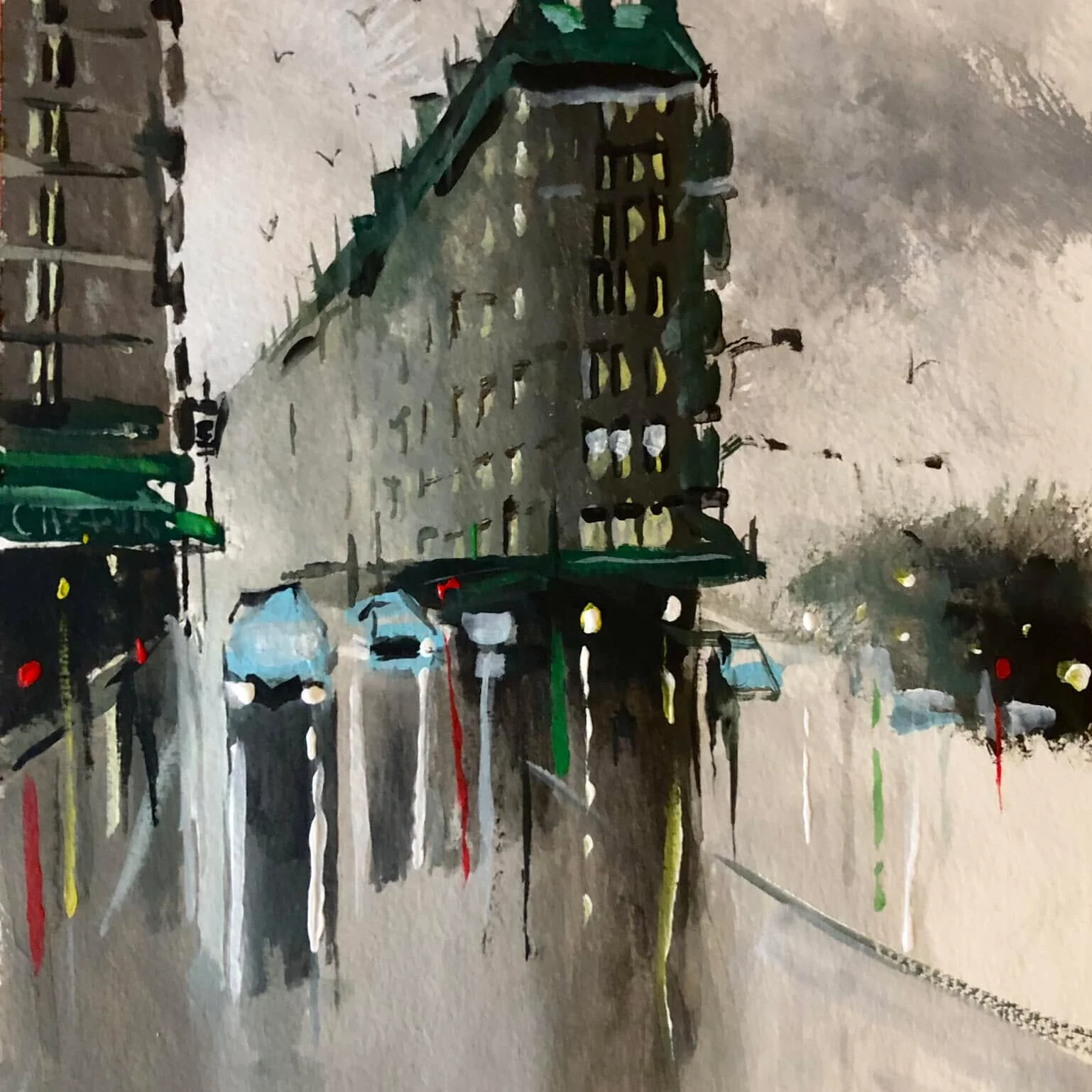 Akrylmålning Regnig dag i Paris - Andreas Douglas Rörqvist av Andreas Douglas Rörqvist