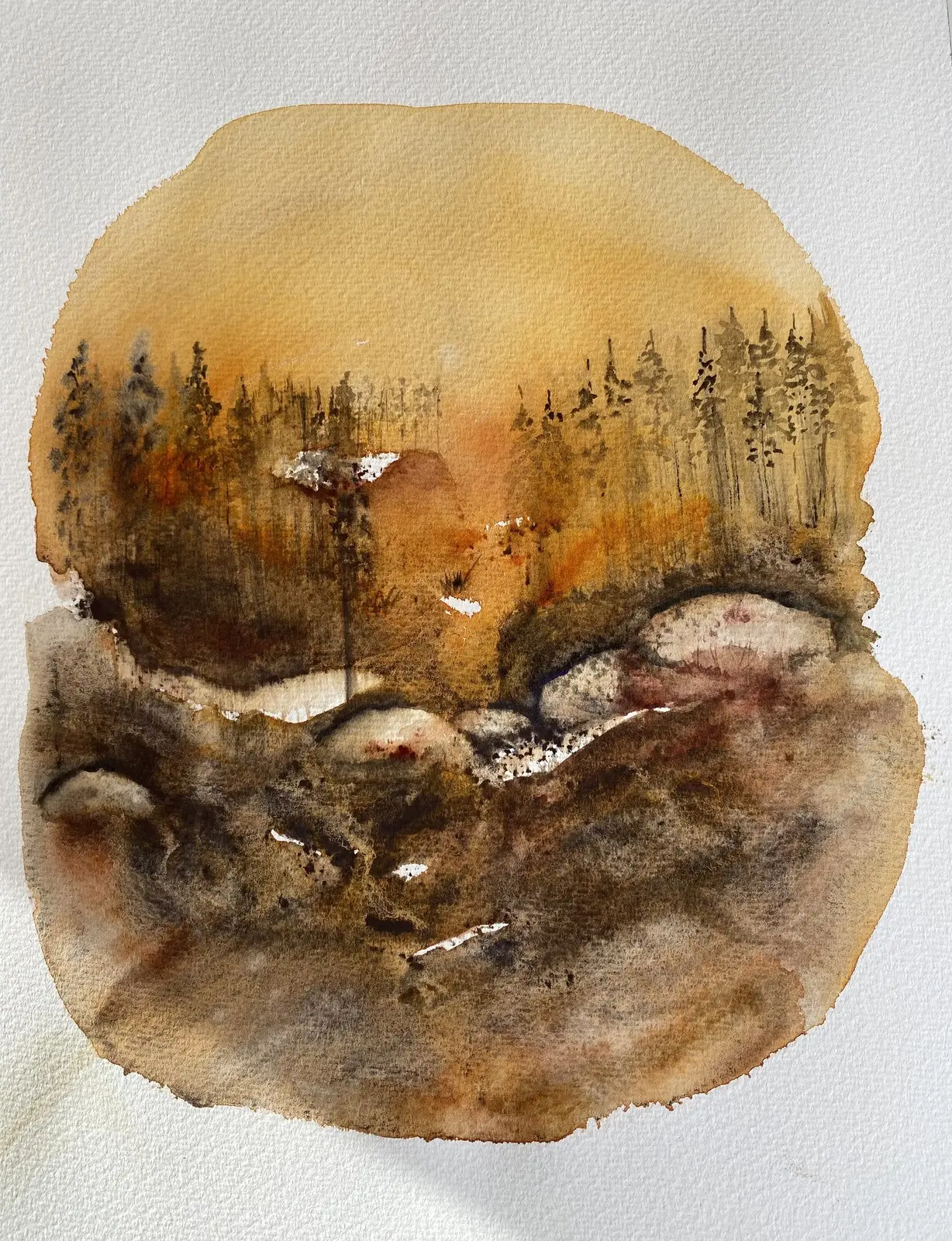 Akvarell Skogstokig av Margareta Mattsson