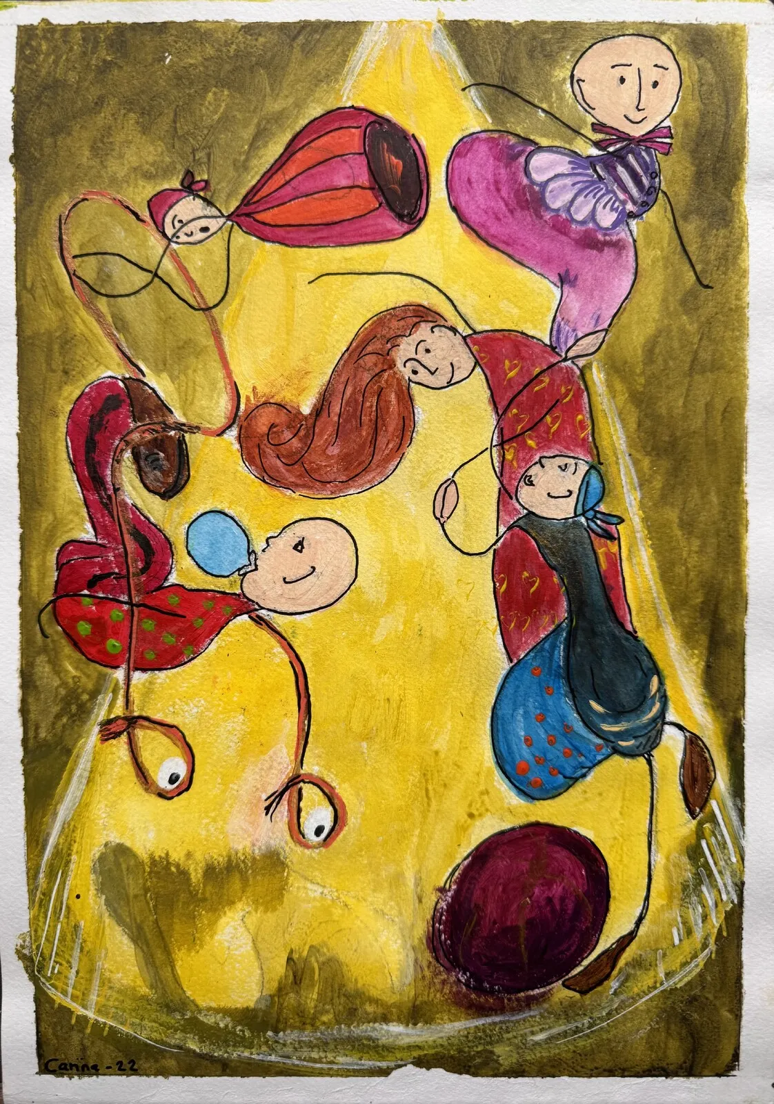 Akrylmålning Cirkusliv av Carina Cangnefjord