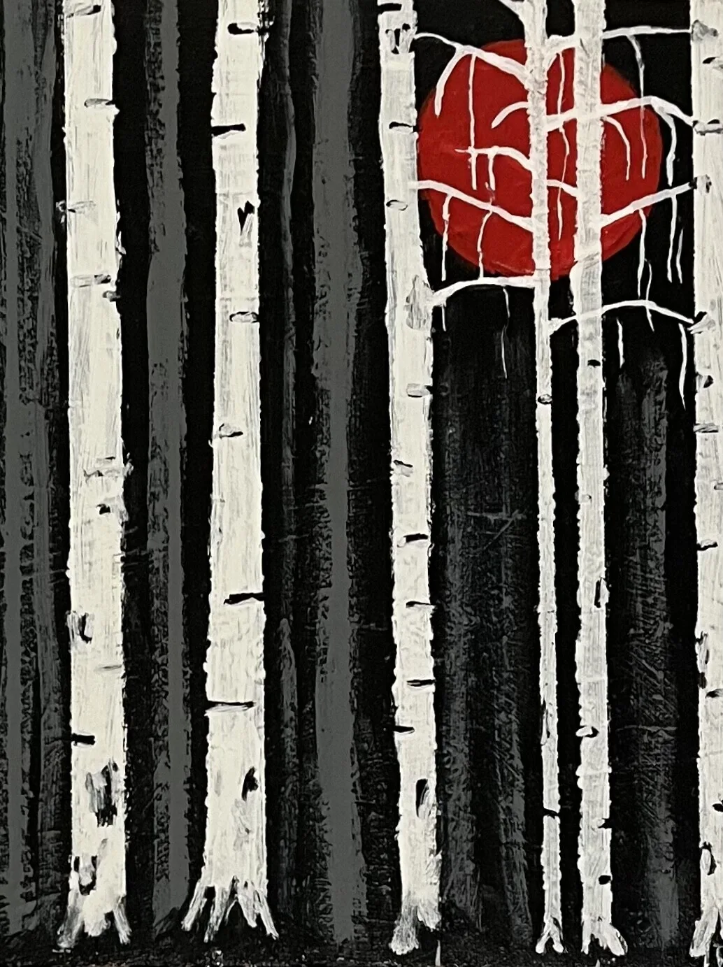 Akrylmålning Björk by night av INNA Törnroos