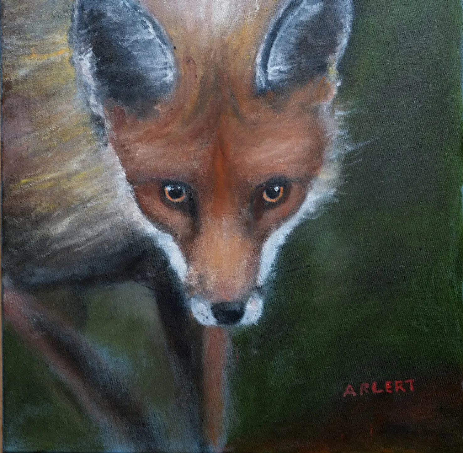 Oljemålning Räv av Bertil Arlert
