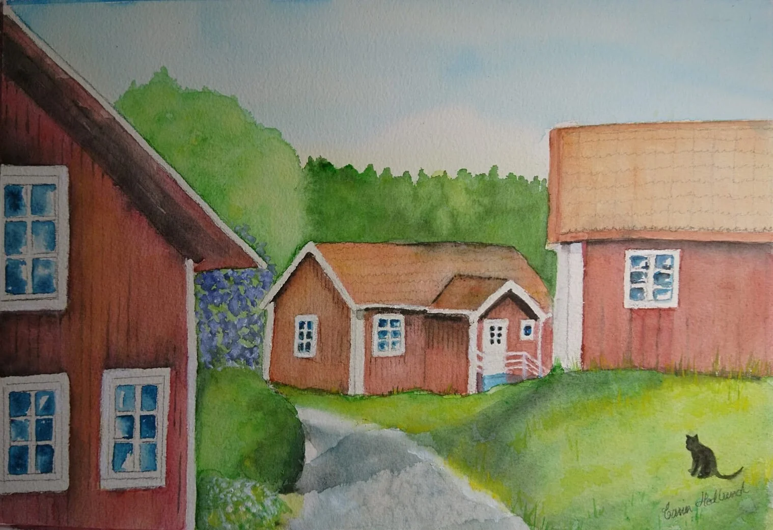 Akvarell Norrfällsviken av Carin Hedlund