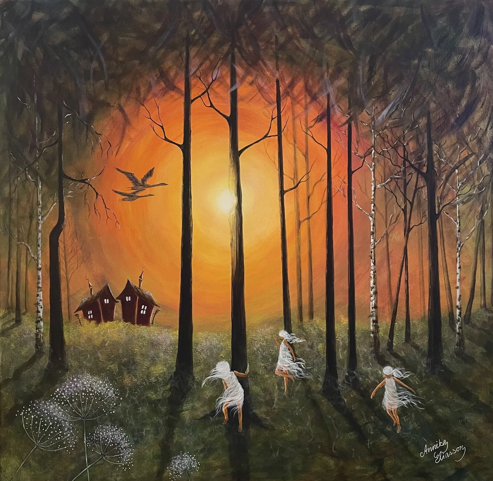 Akrylmålning Blomstergläntan av Annika Eliasson