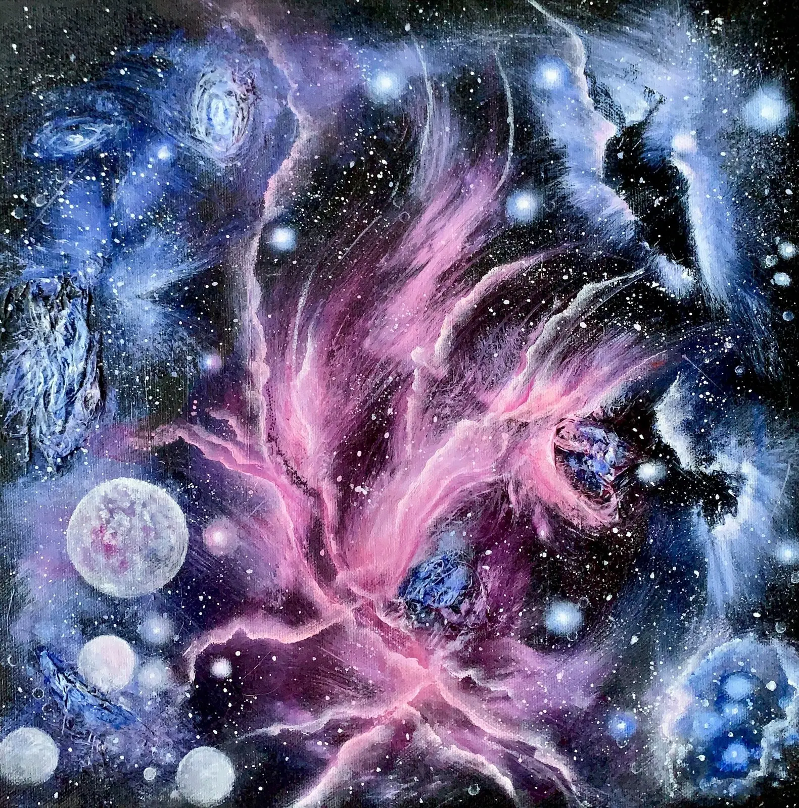 Oljemålning Nebula in space. av Annelie Wadin
