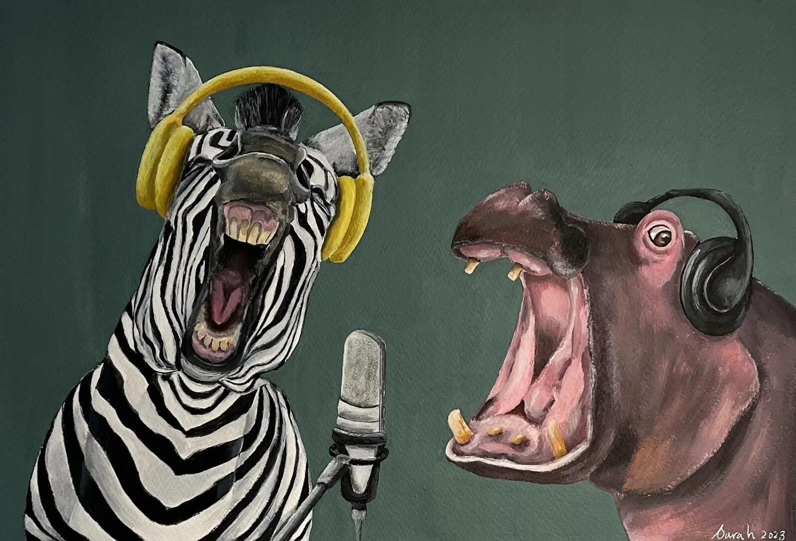 Akrylmålning Studious av Sarah Talalo