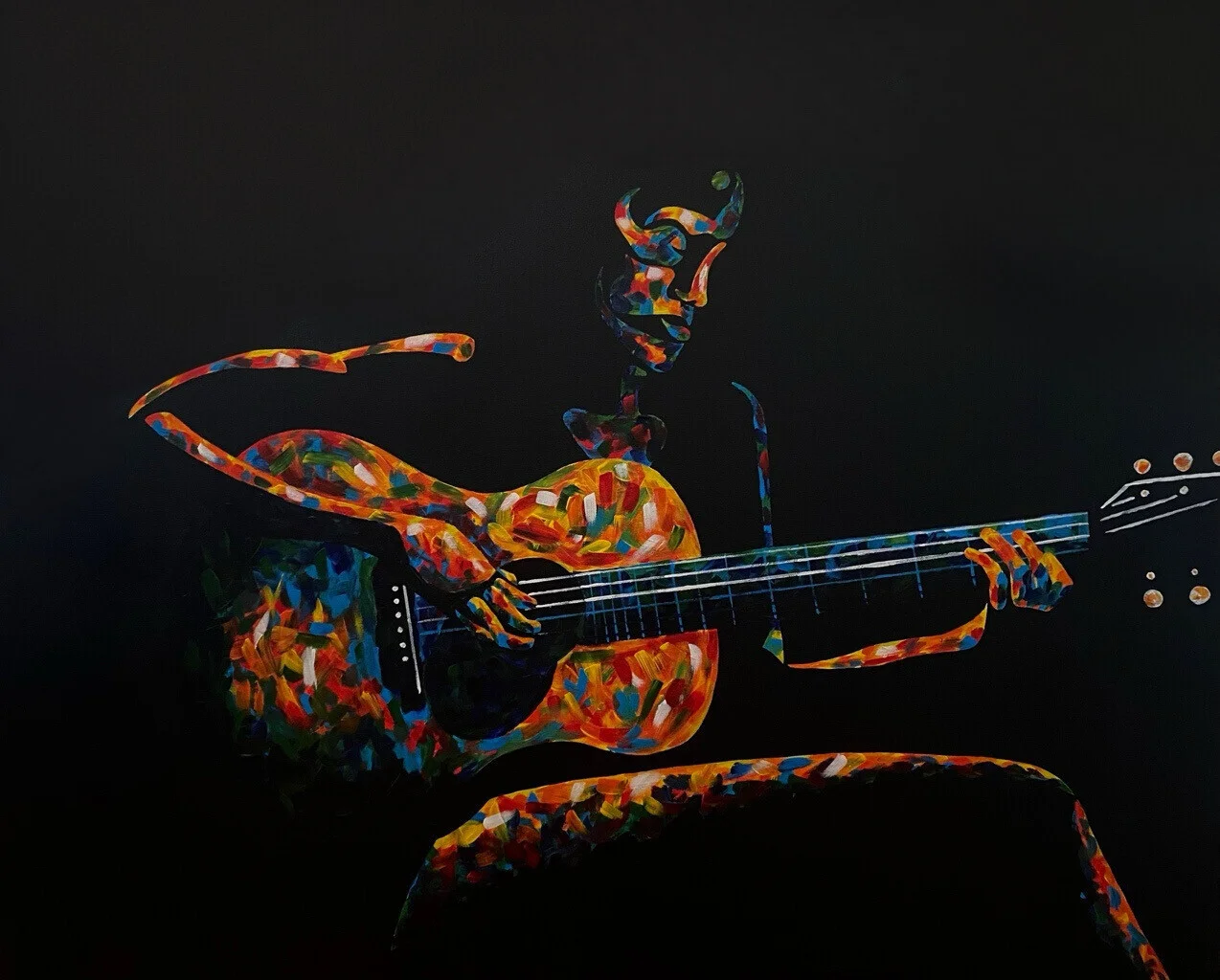 Akrylmålning The Guitarist av Hannah Mannheimer